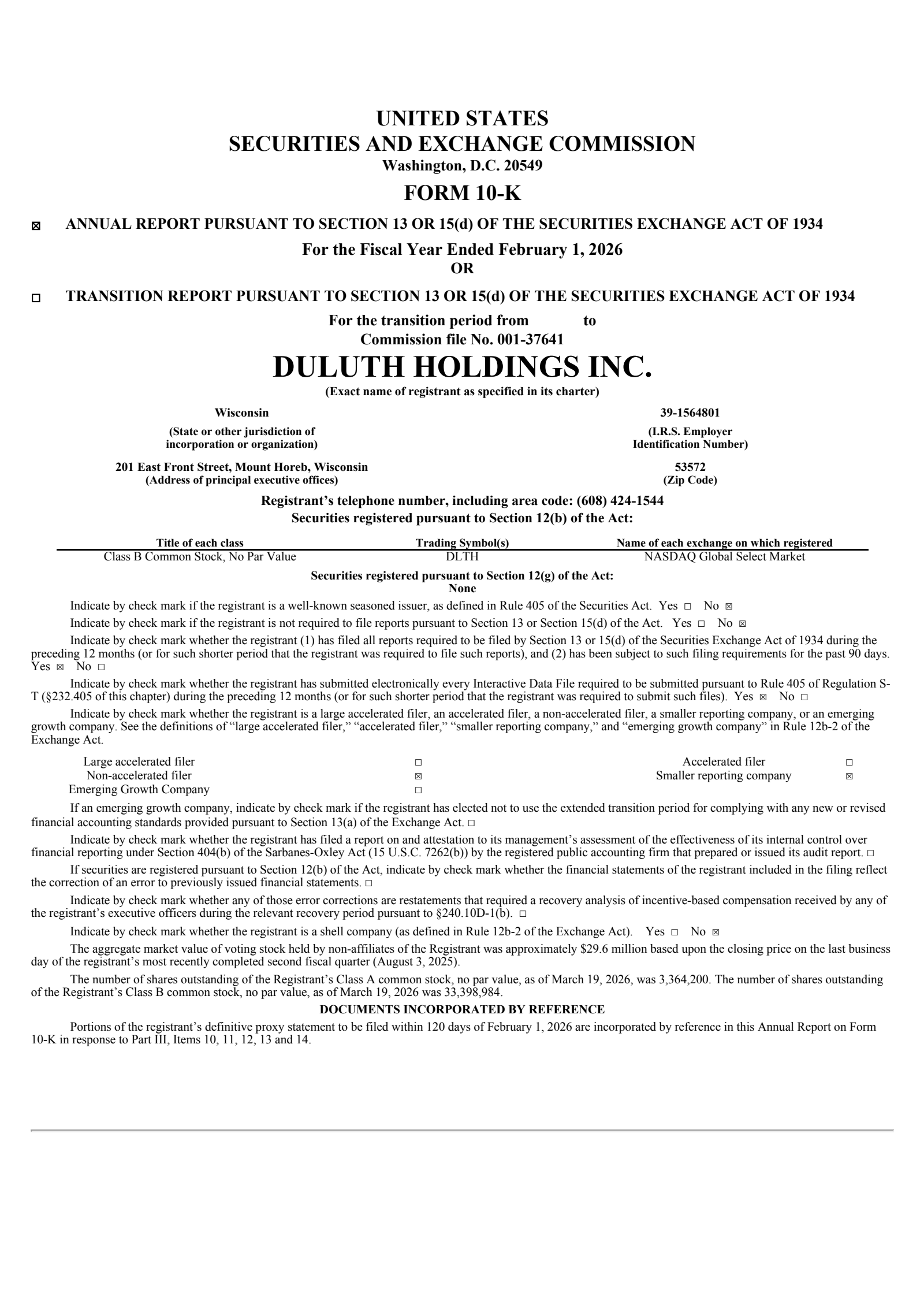 Duluth's Q4 2026 Annual report