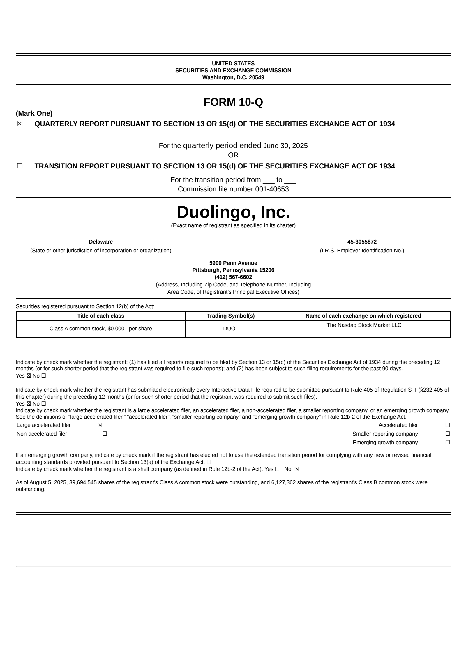 Duolingo's Q2 2025 Quarterly report