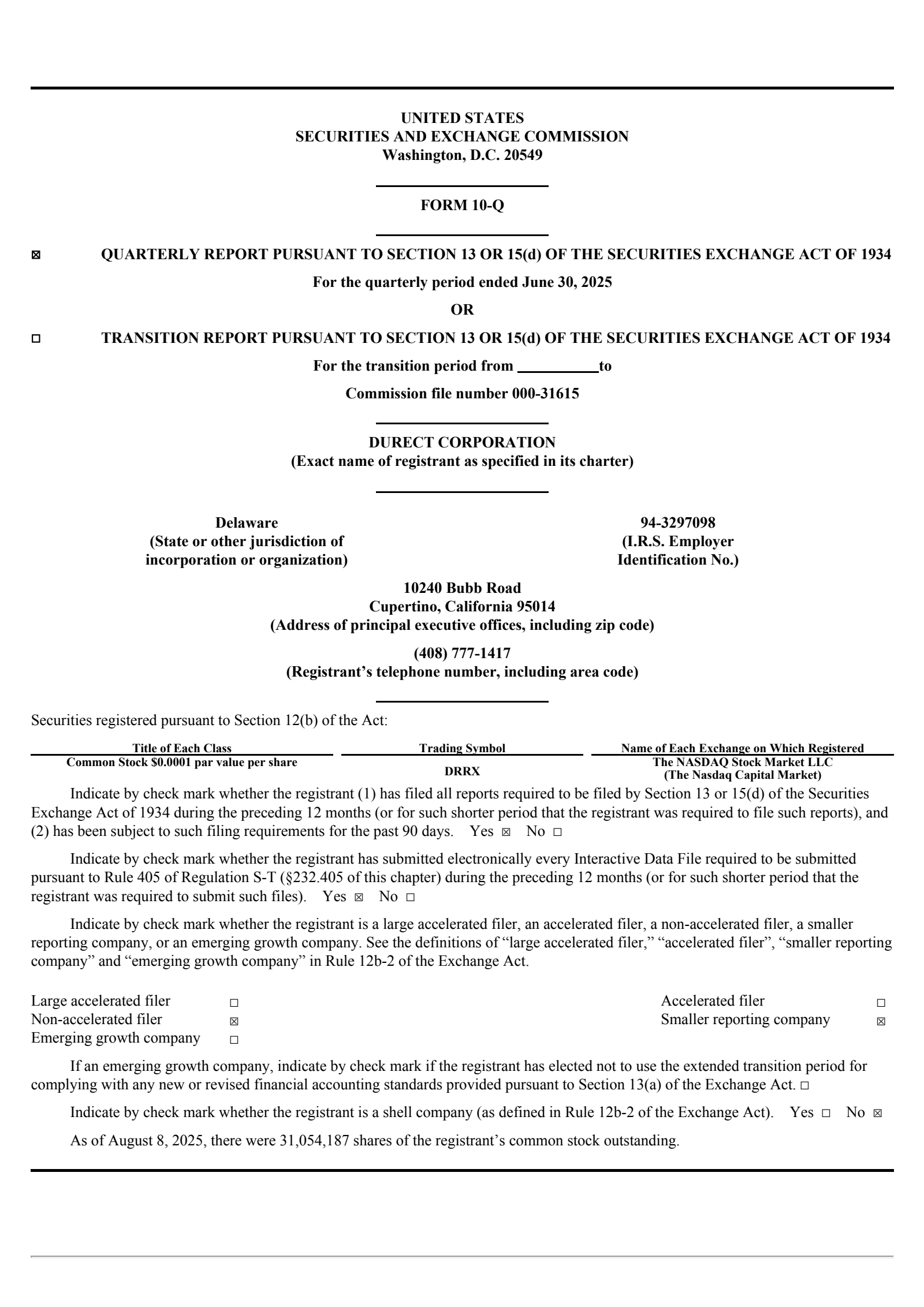 DURECT's Q2 2025 Quarterly report