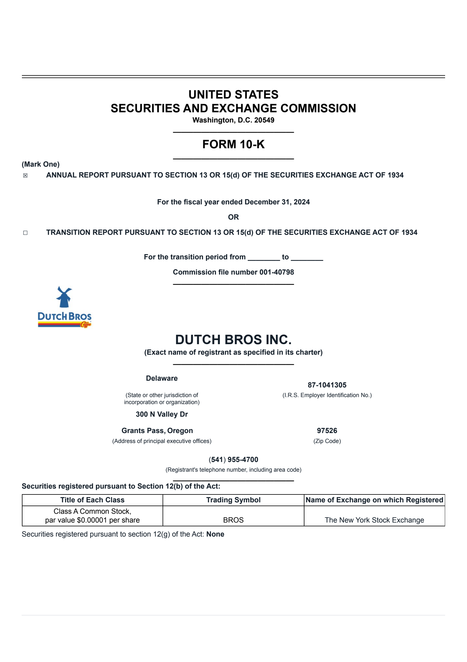 Dutch Bros' Q4 2024 Annual report