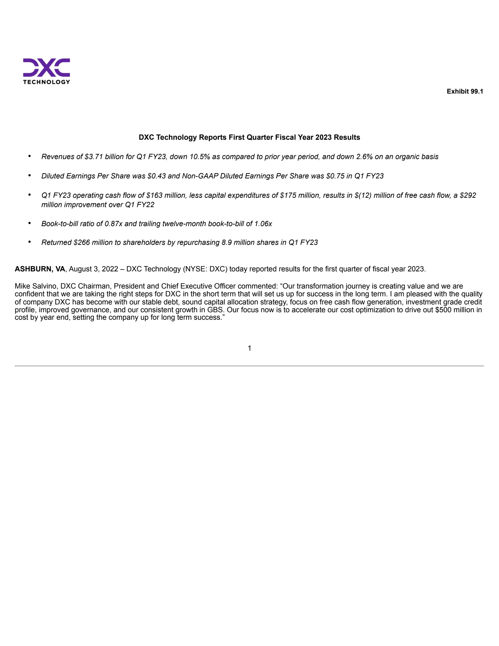 DXC Technology's Q1 2023 Earnings Release