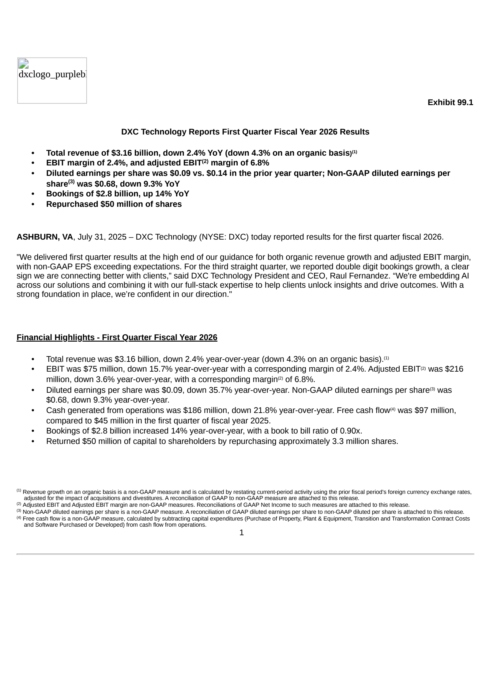 DXC Technology's Q1 2026 Press Release