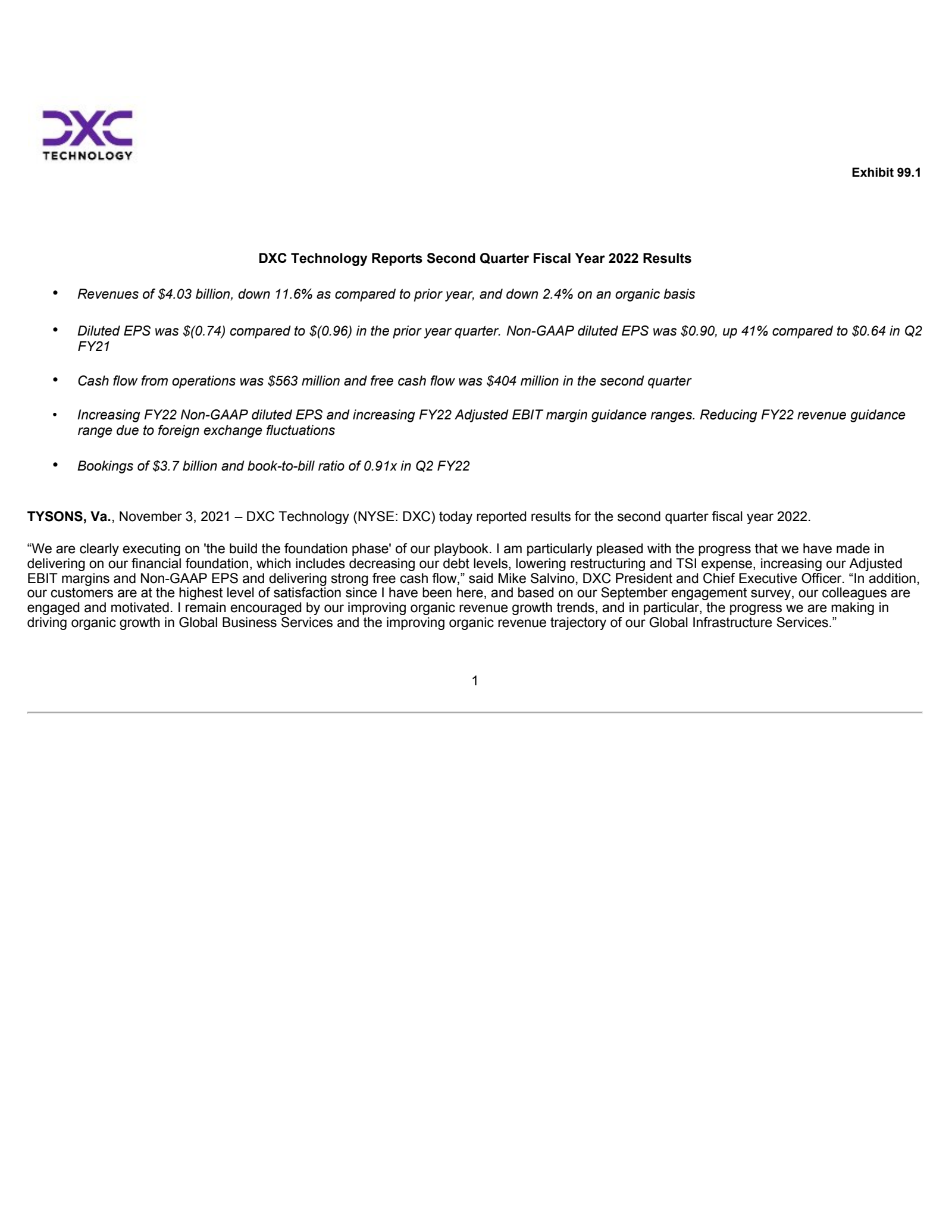 DXC Technology's Q2 2022 Earnings Release