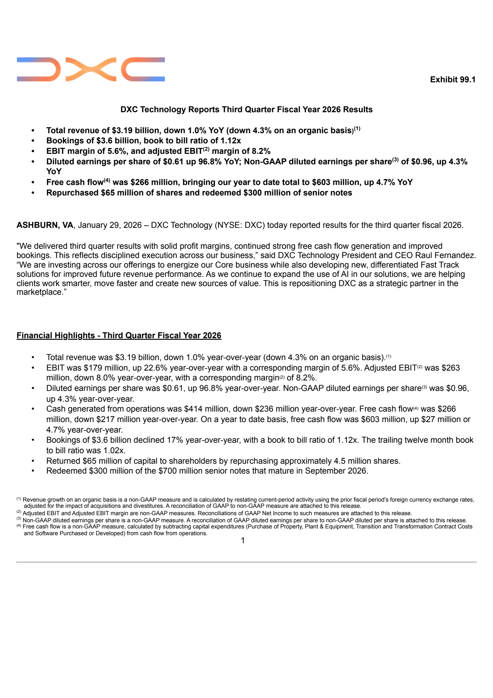 DXC Technology's Q3 2026 Press Release