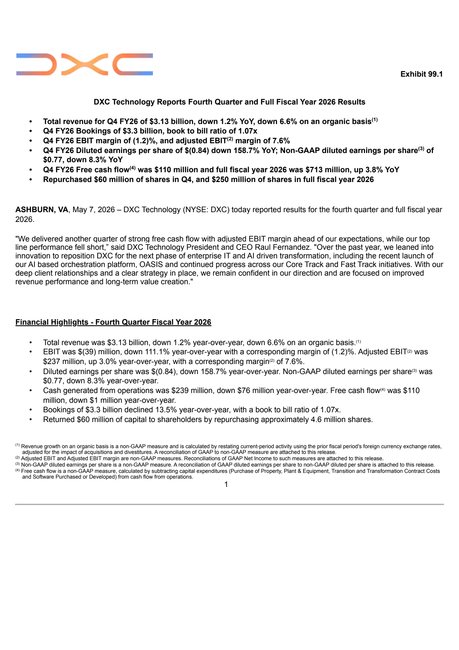 DXC Technology's Q4 2026 Press Release