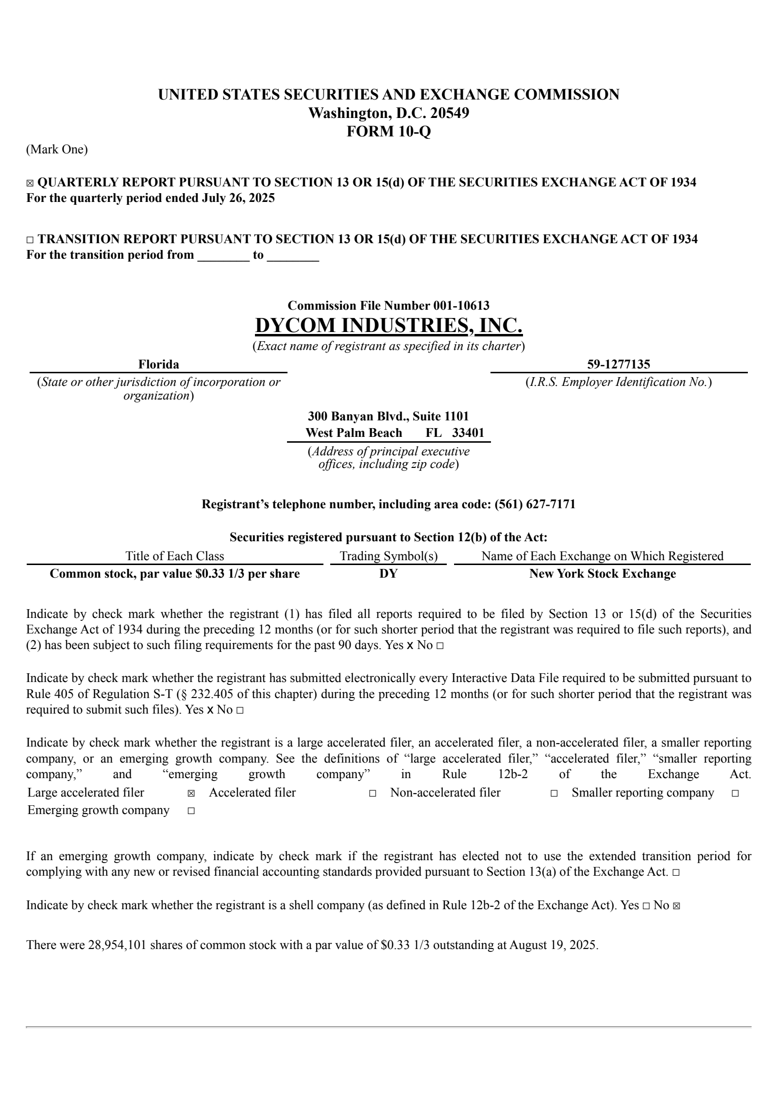 Dycom Industries' Q2 2026 Quarterly report