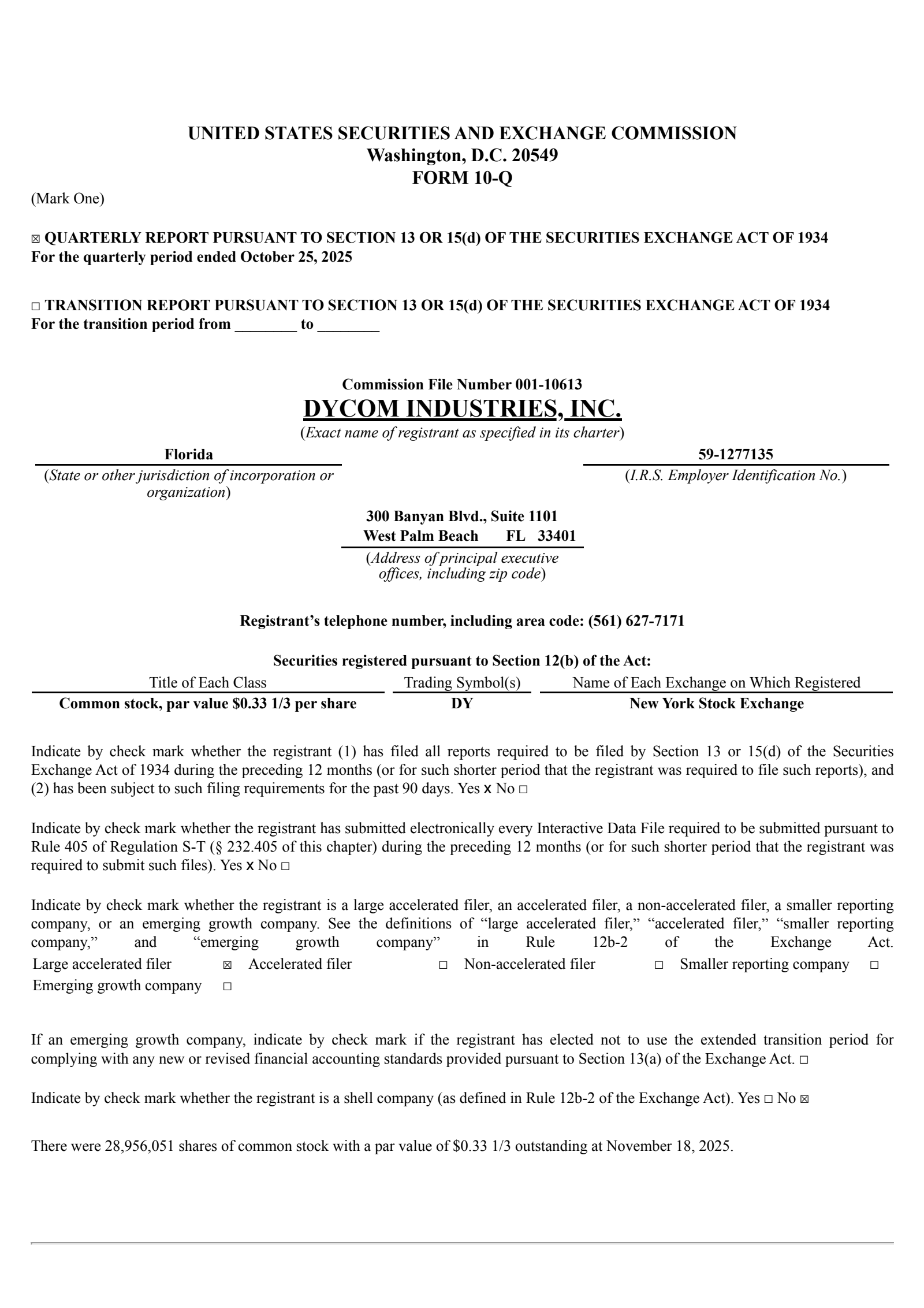 Dycom Industries' Q3 2026 Quarterly Report