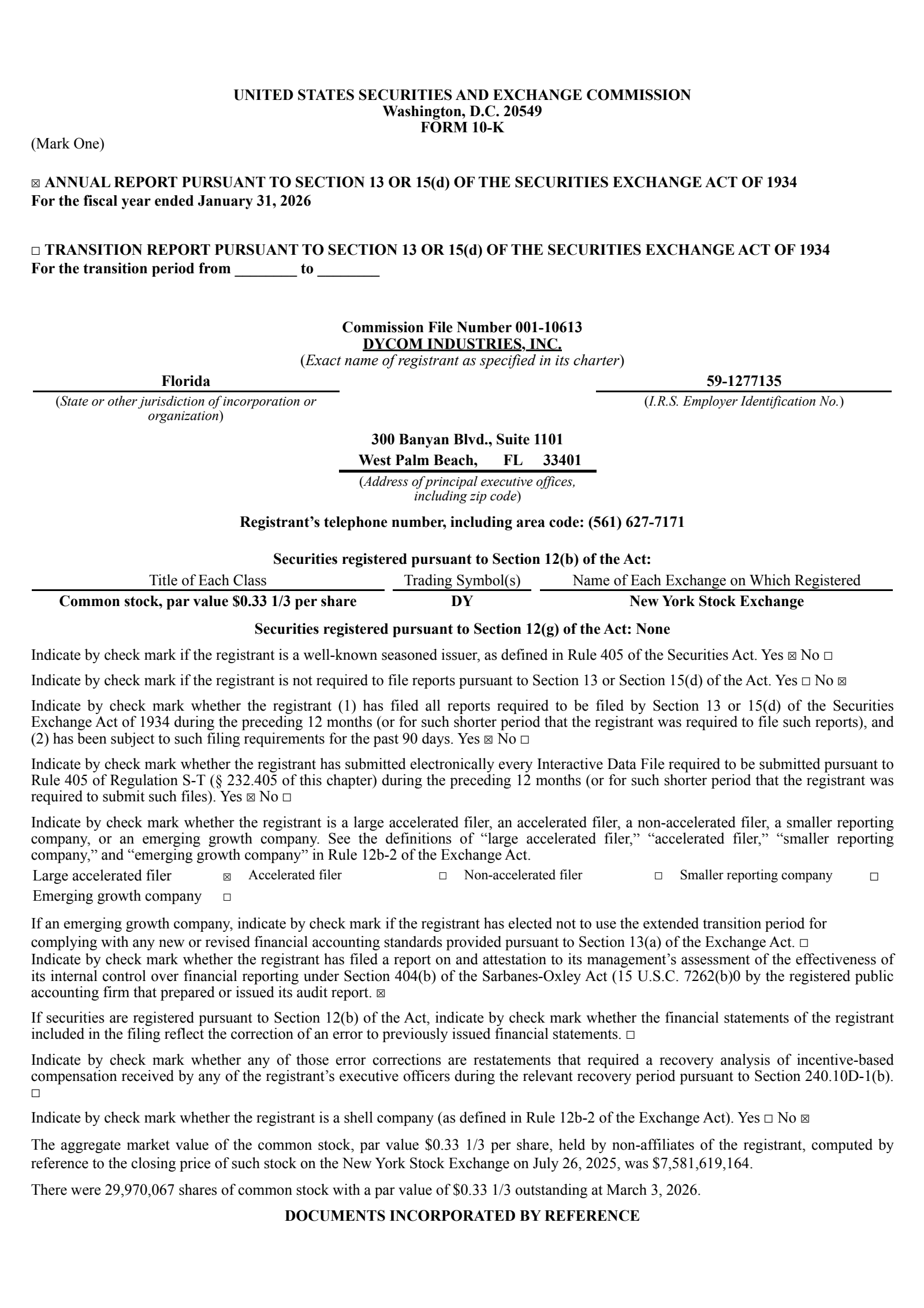 Dycom Industries' Q4 2026 Annual report