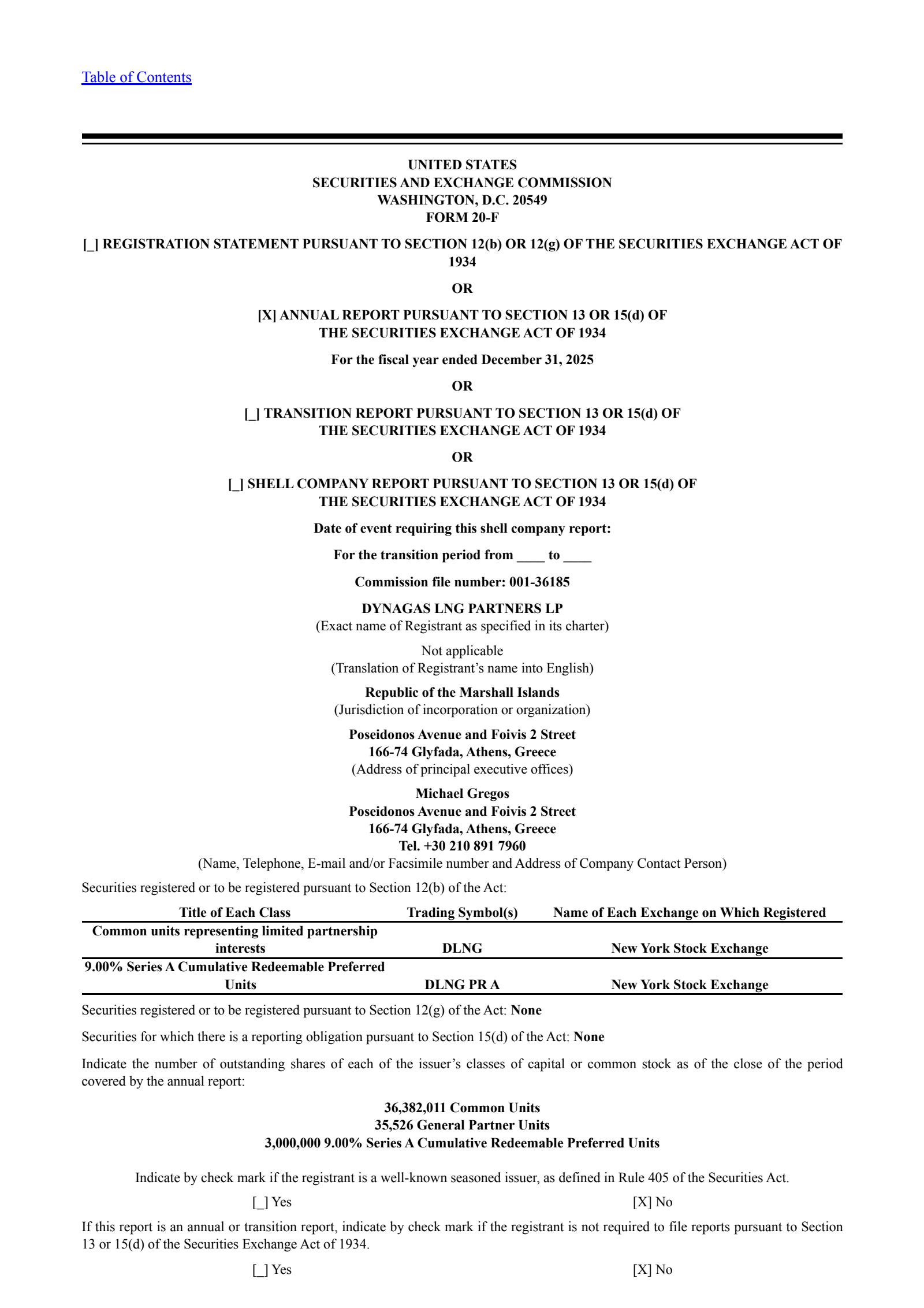 Dynagas LNG Partners' Q4 2025 Annual report