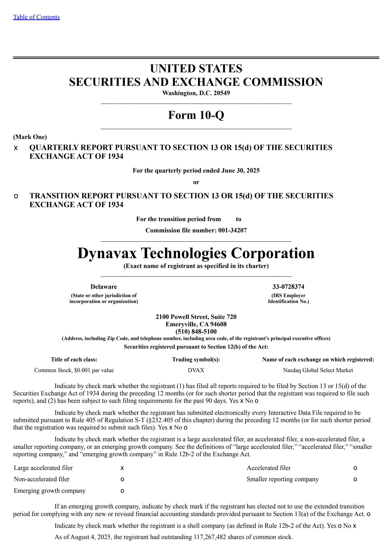 Dynavax Technologies' Q2 2025 Quarterly report