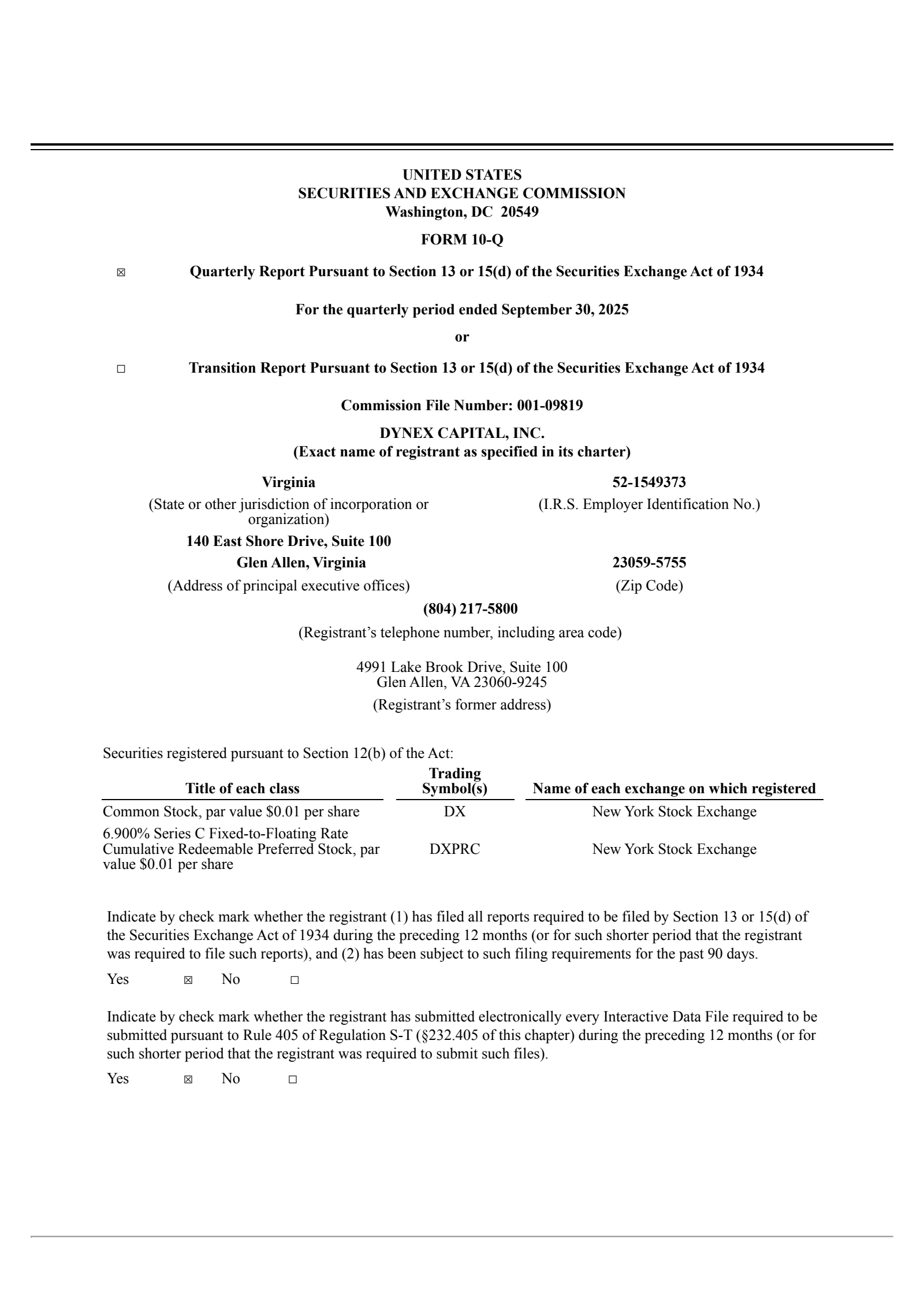 Dynex Capital's Q3 2025 Quarterly Report