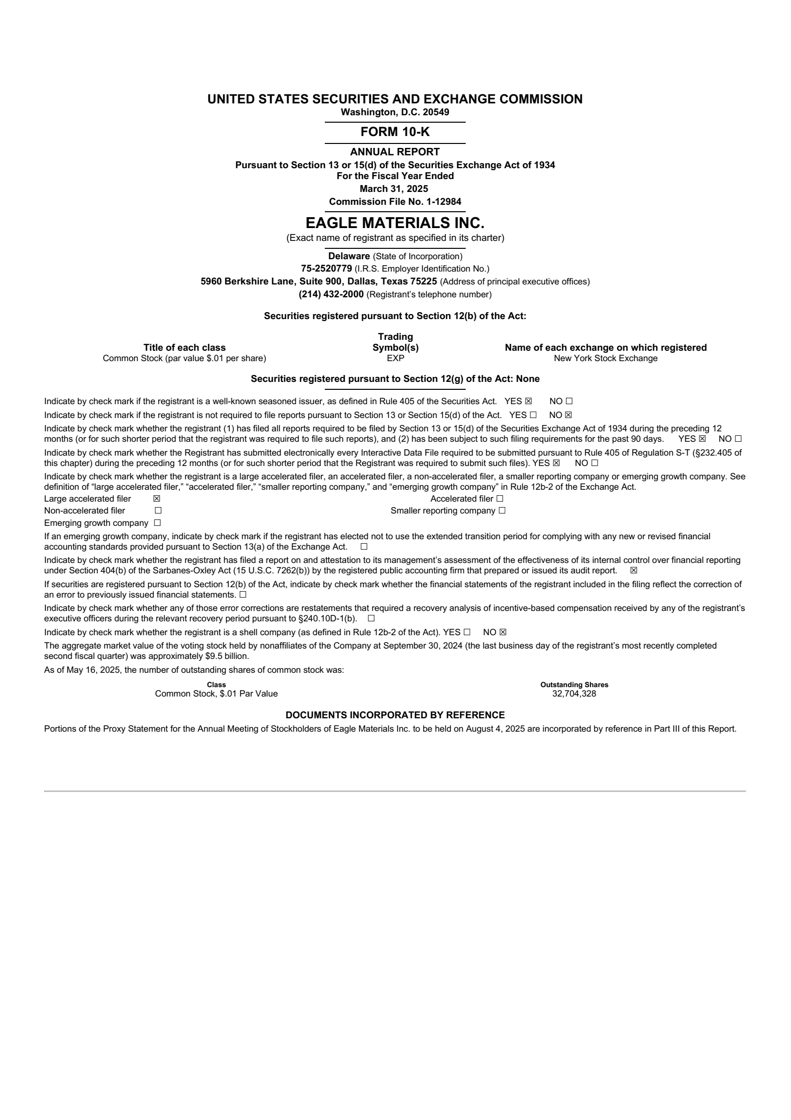 Eagle Materials' Q4 2025 Annual Report
