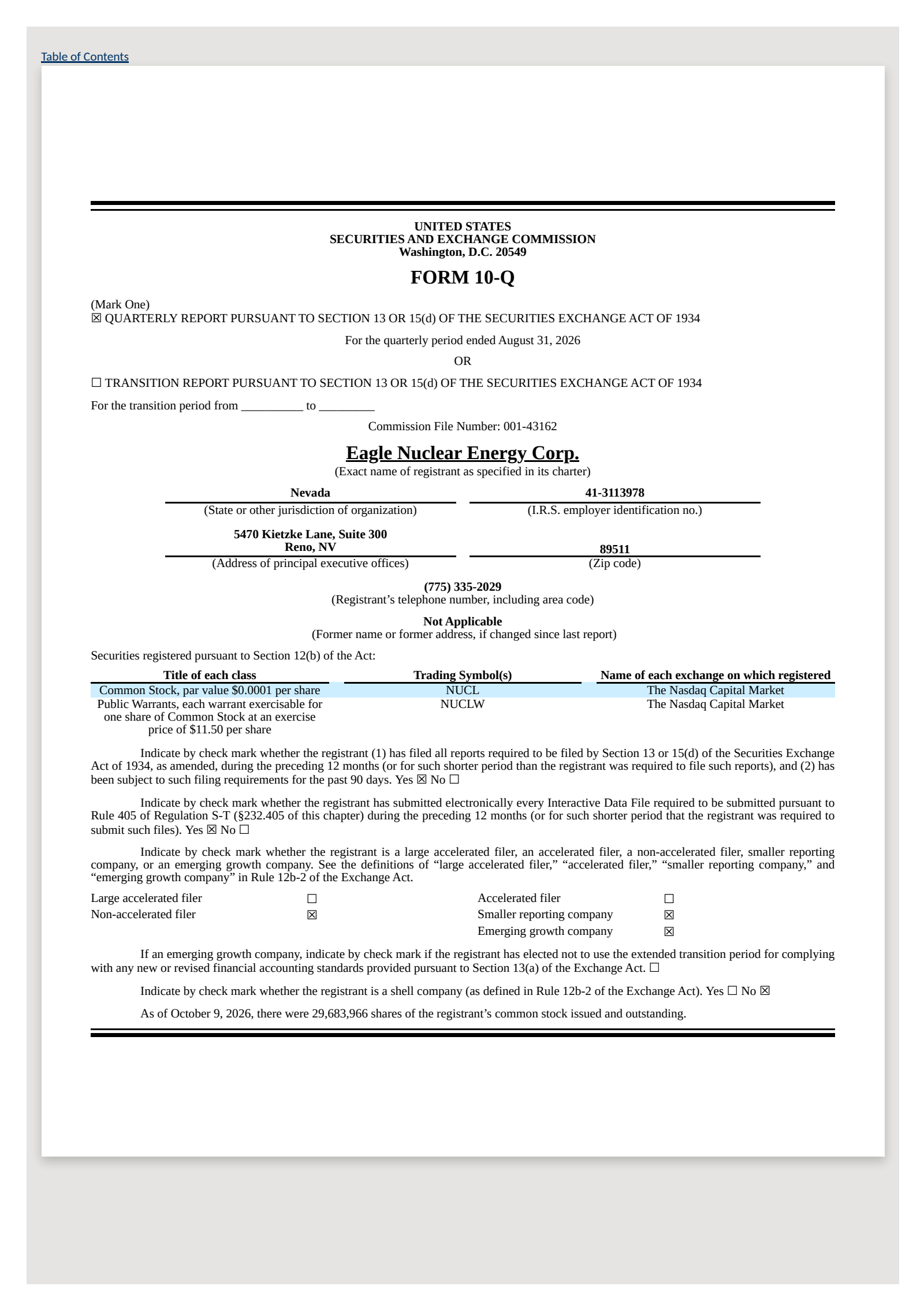 Eagle Nuclear Energy (NUCL) Q3 2026 Earnings Results & Report