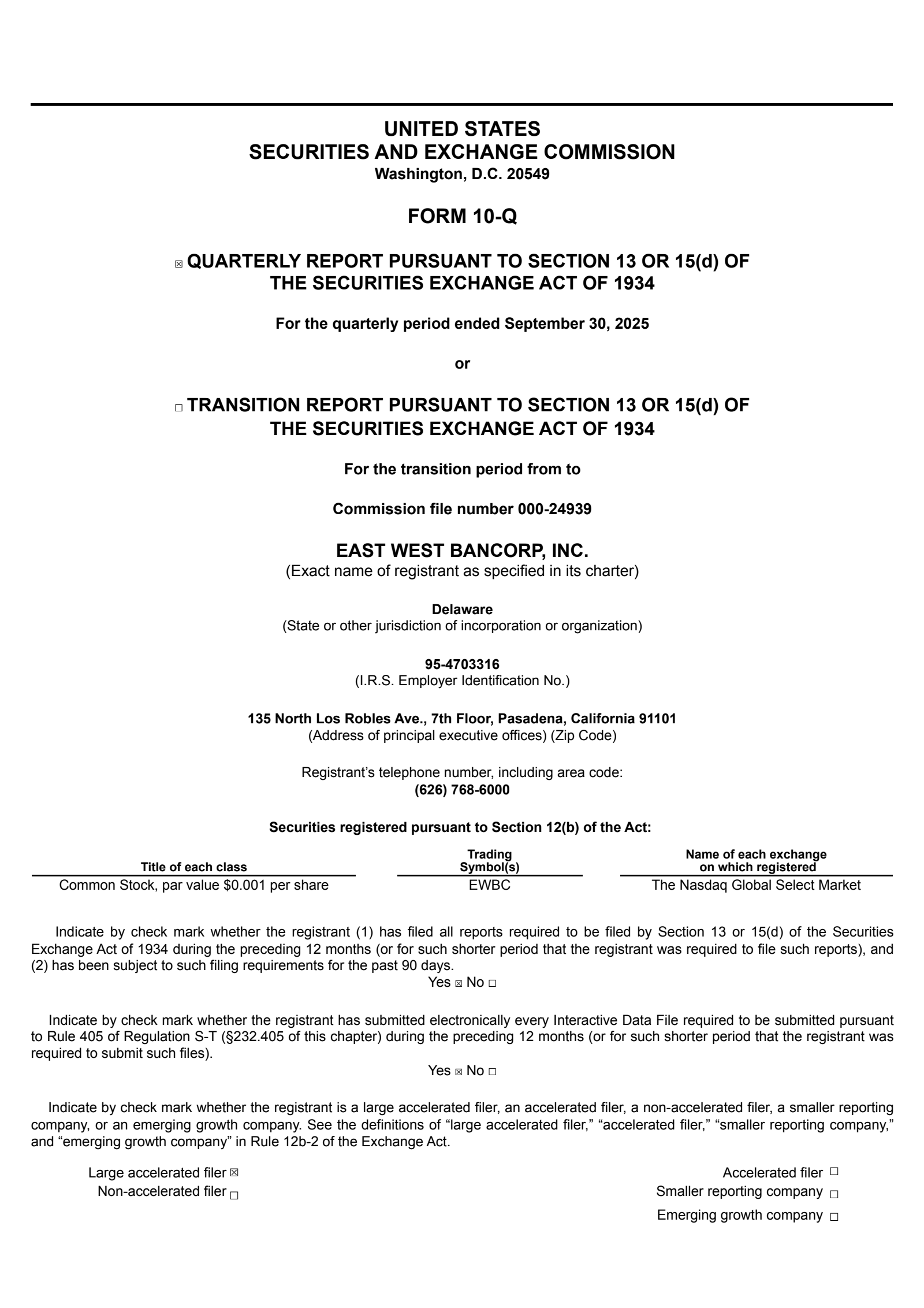 East West Bancorp's Q3 2025 Quarterly Report