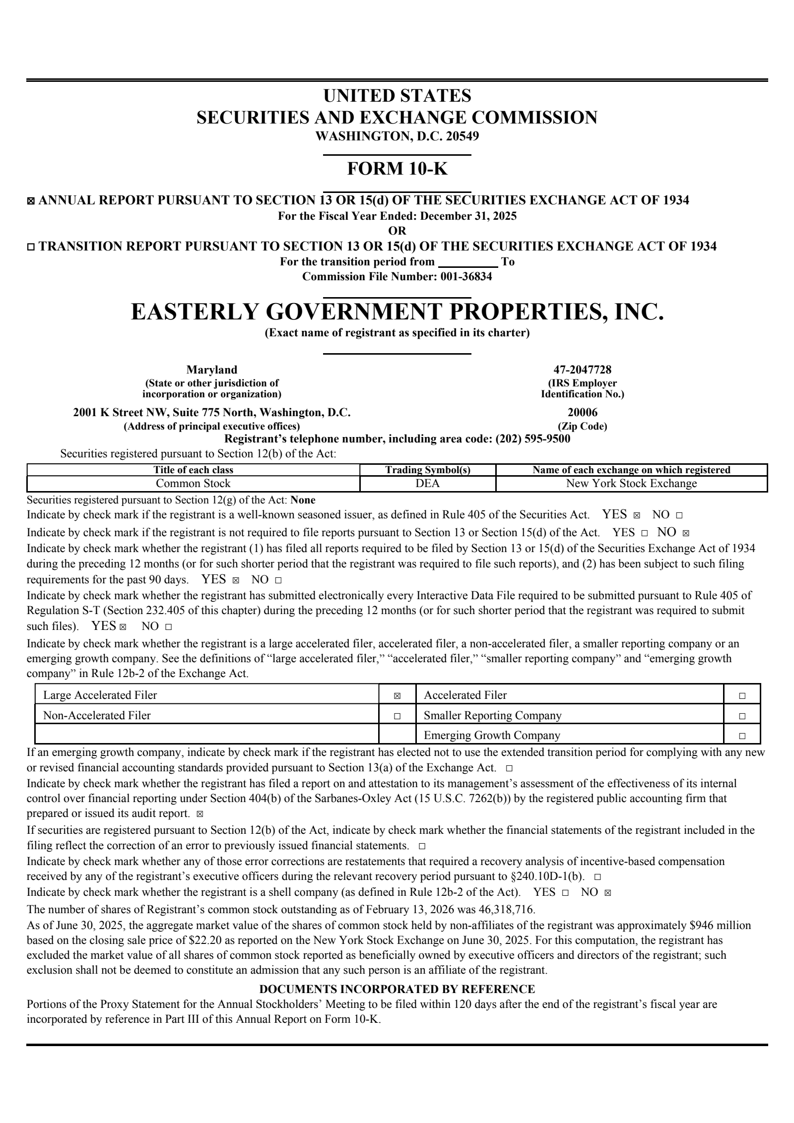 Easterly Government Properties' Q4 2025 Annual report