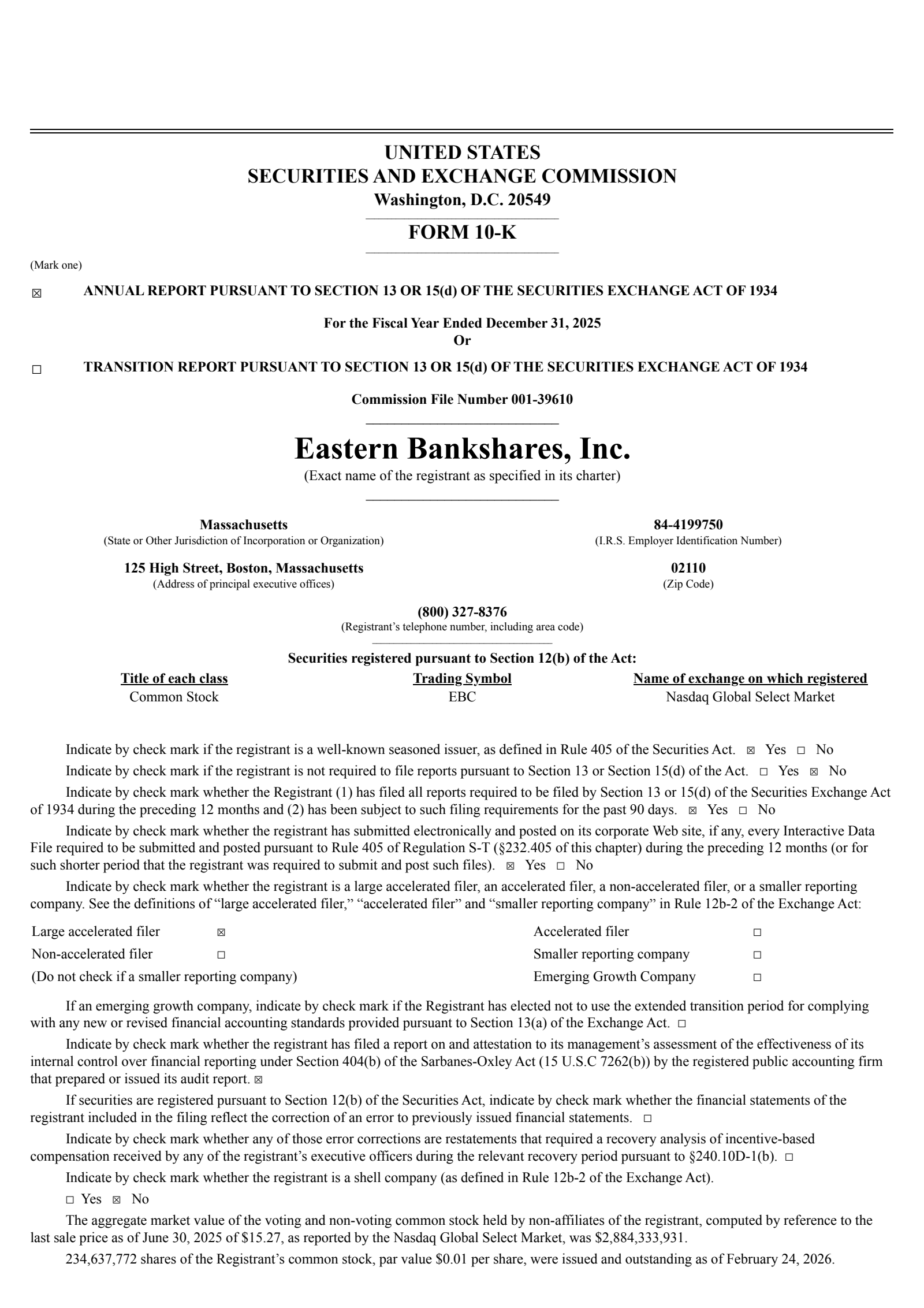 Eastern Bankshares' Q4 2025 Annual report