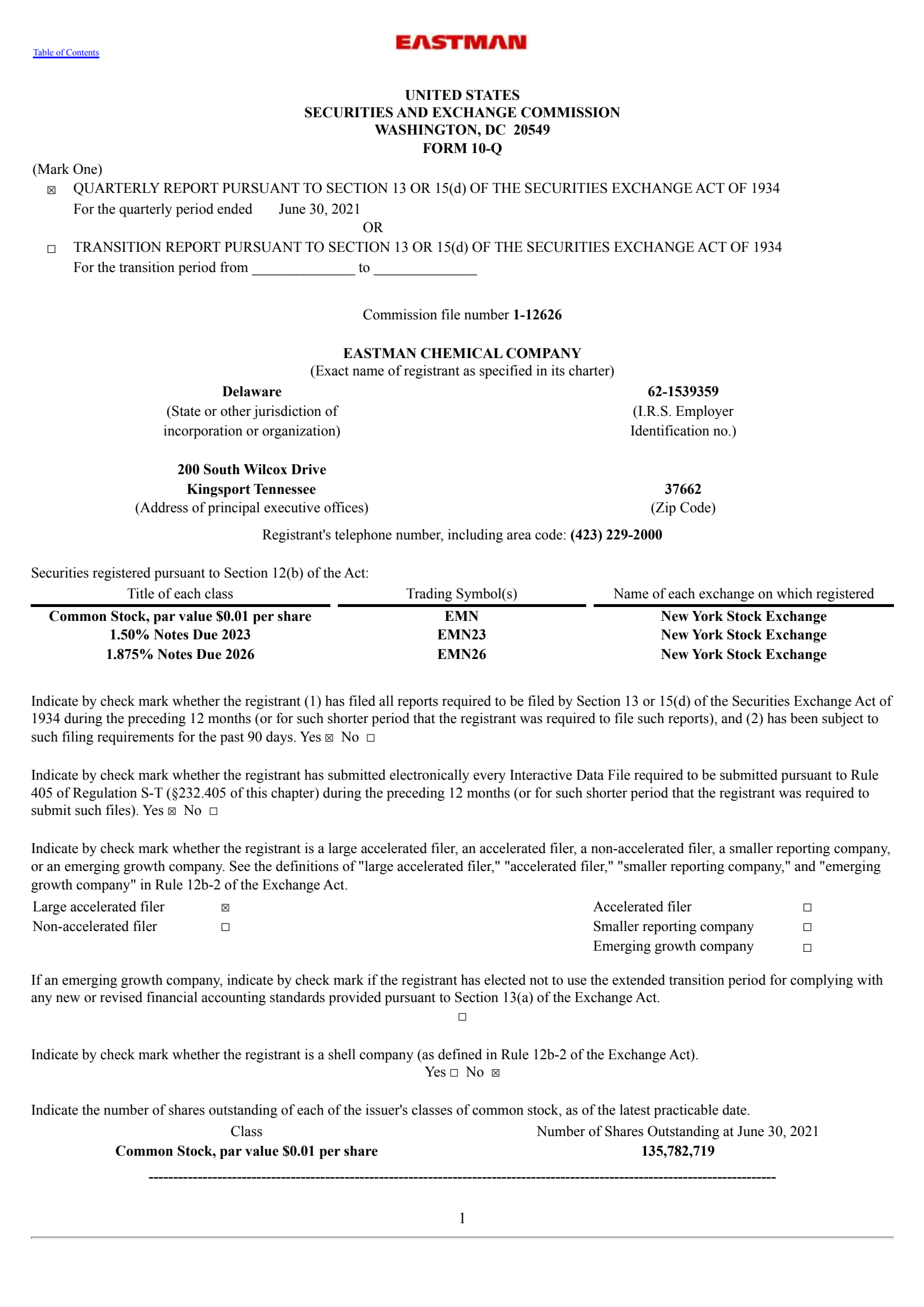 Eastman Chemical's Q2 2021 Quarterly report