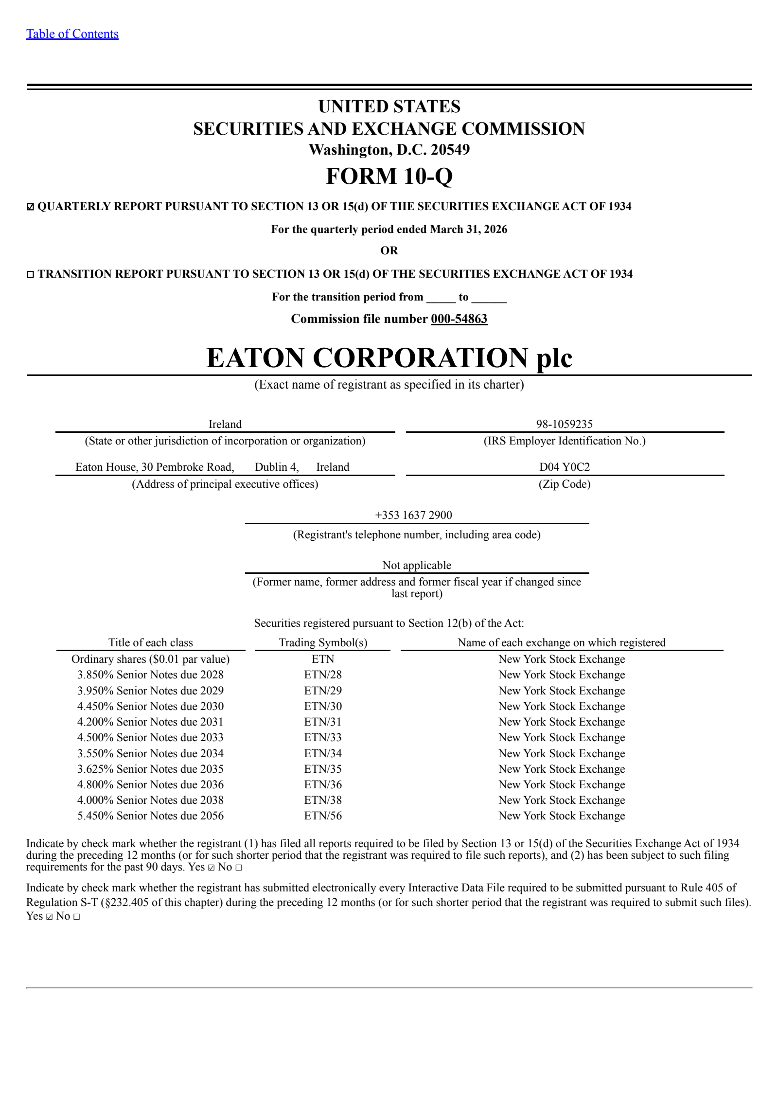 Eaton's Q1 2026 Quarterly report