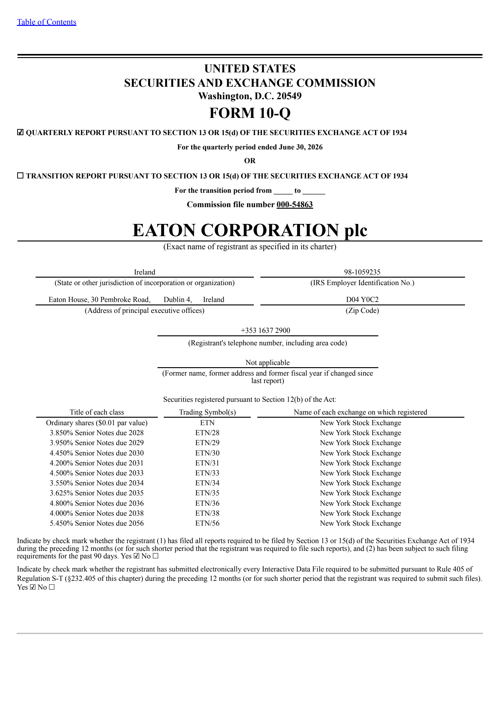 Eaton's Q2 2026 Quarterly report