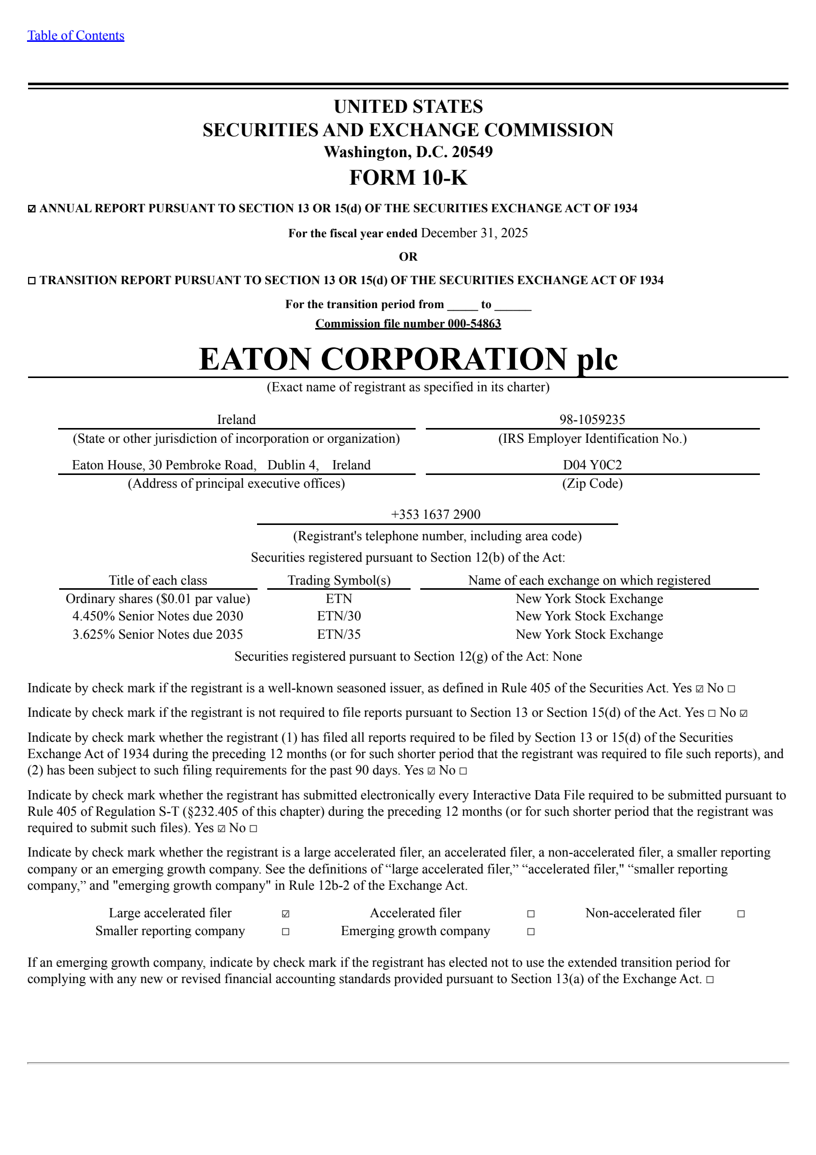Eaton's Q4 2025 Annual report