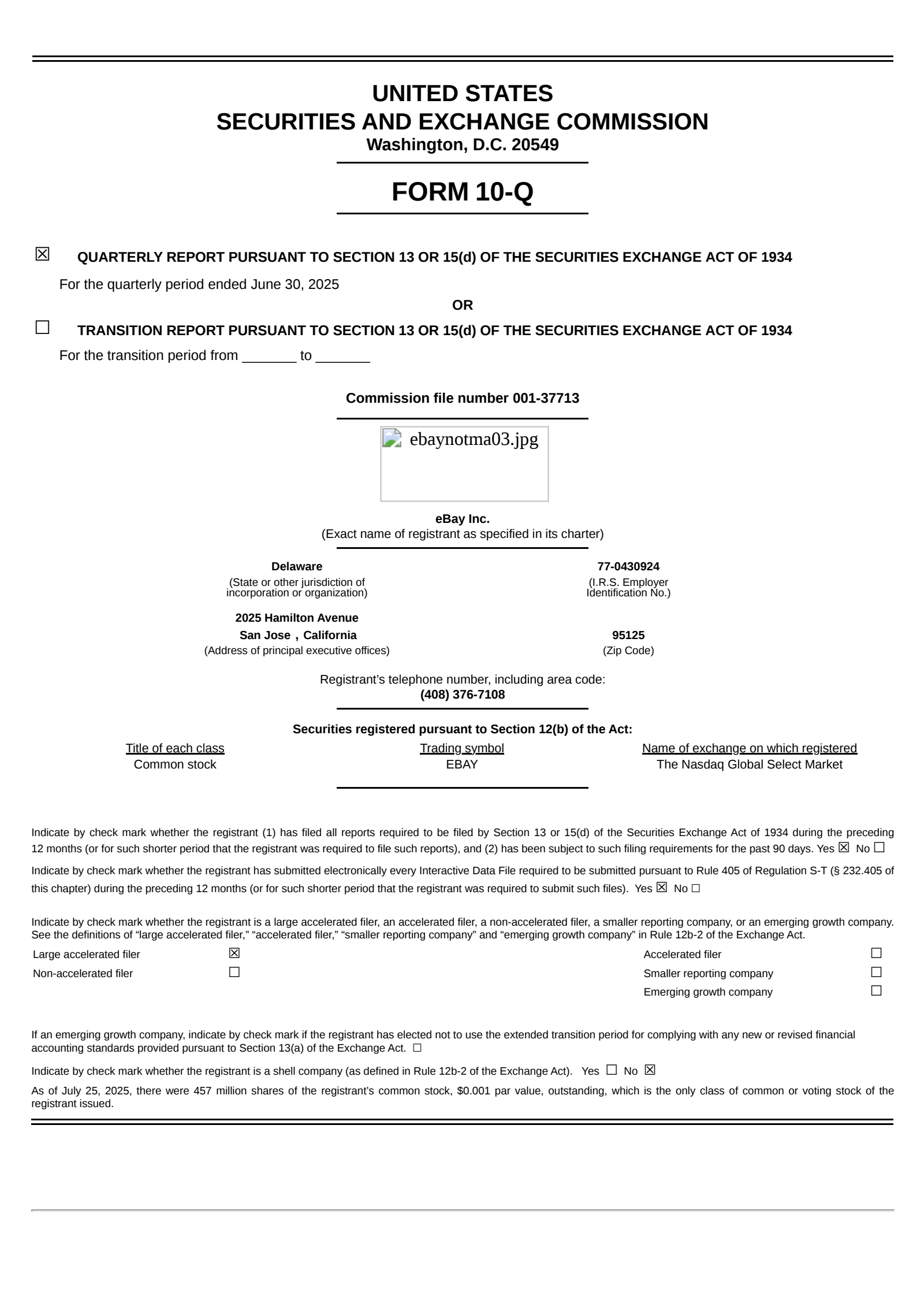 eBay's Q2 2025 Quarterly report
