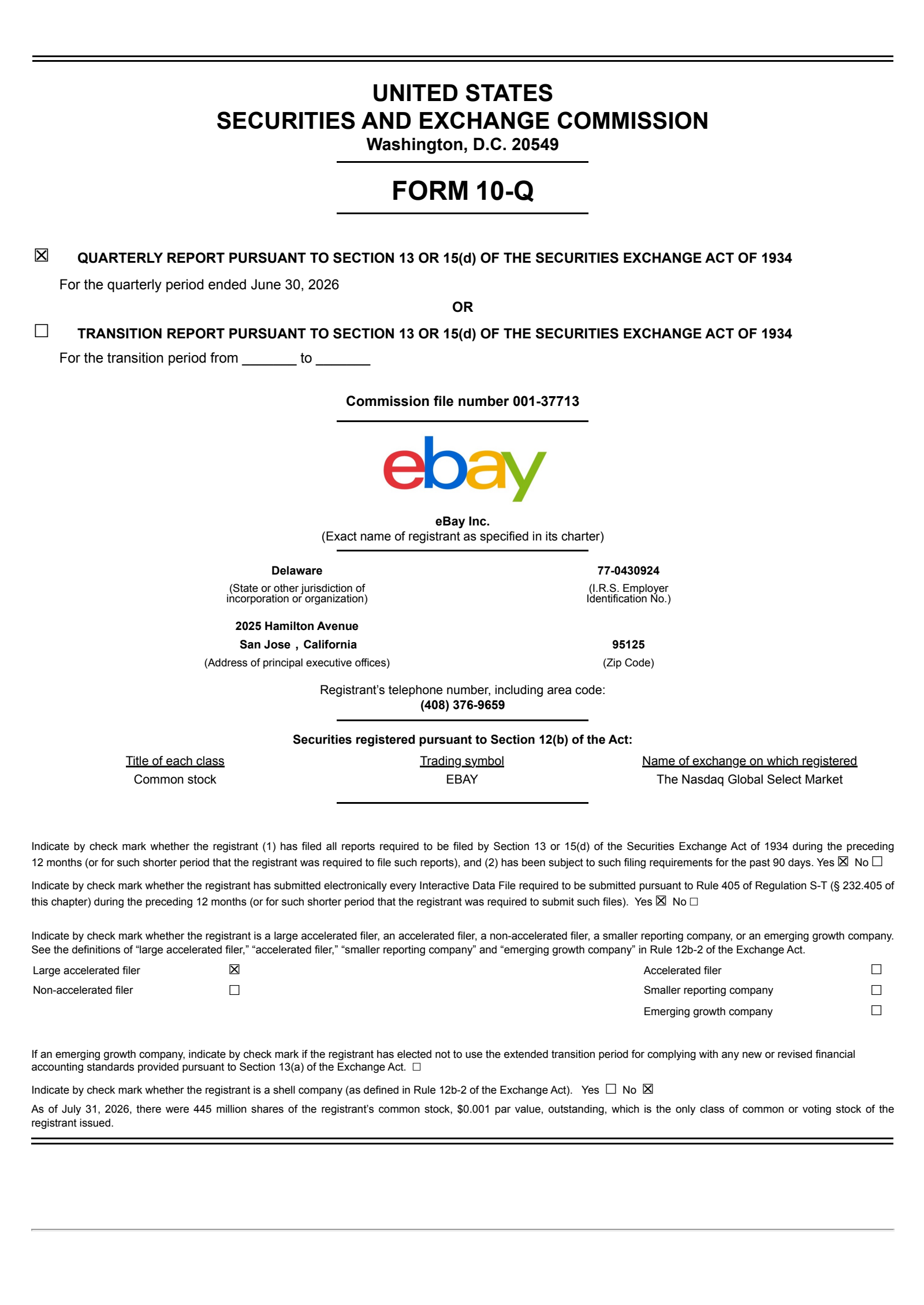 eBay's Q2 2026 Quarterly report