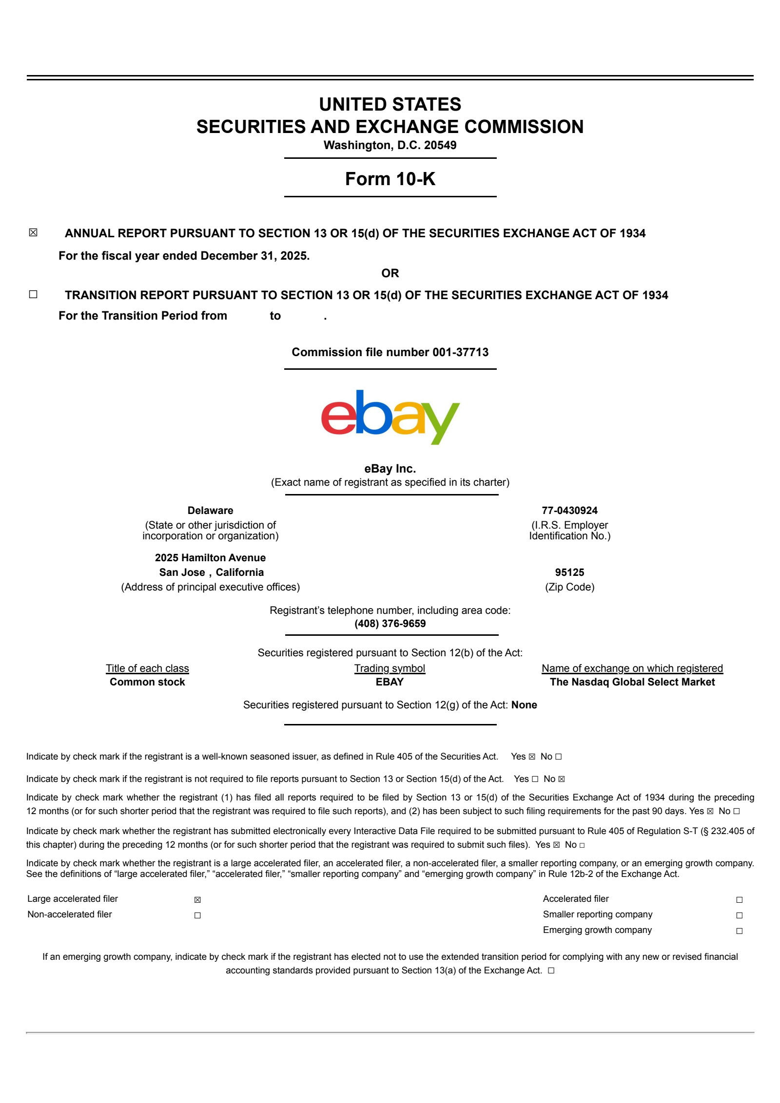 eBay's Q4 2025 Annual report