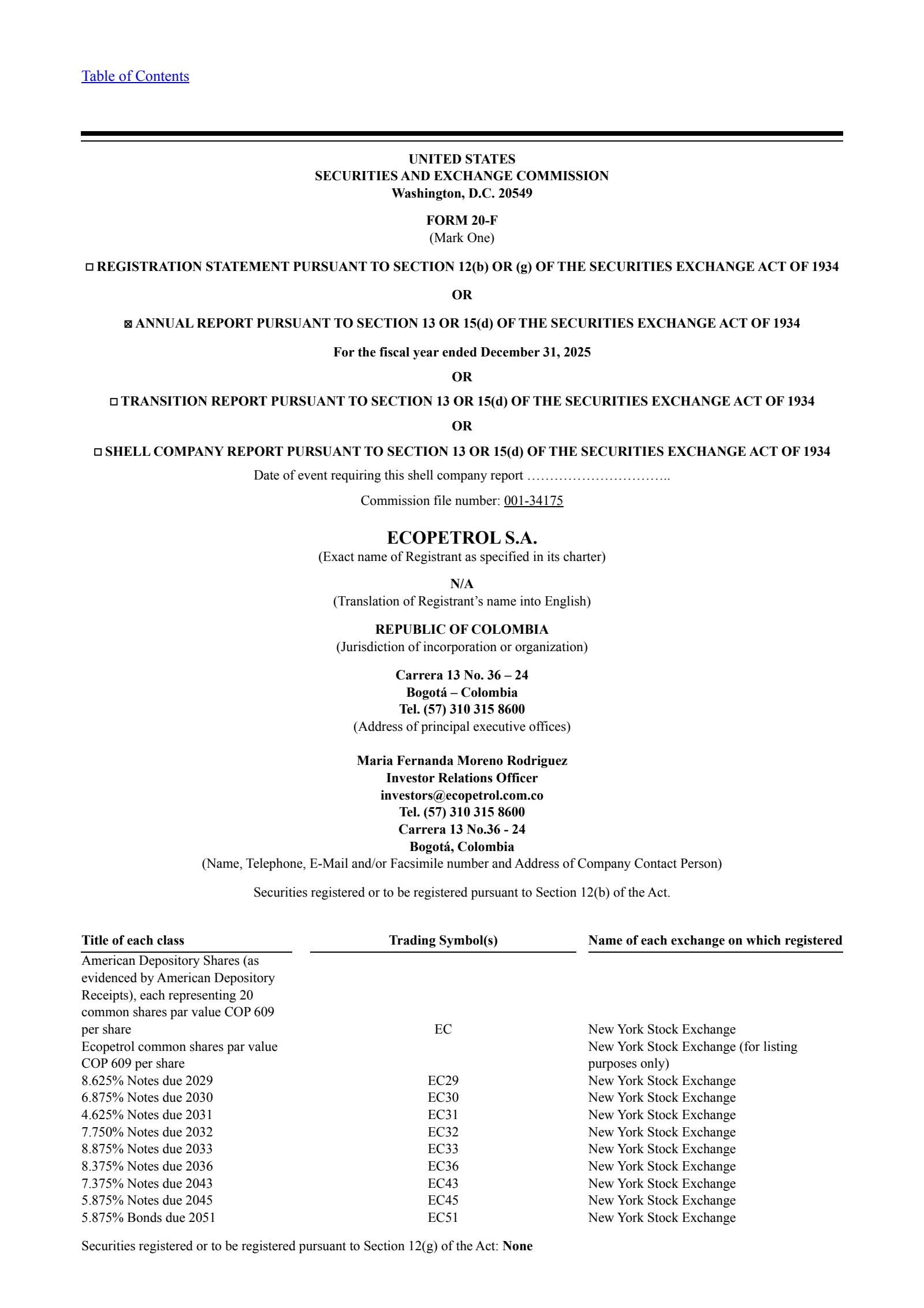 Ecopetrol's Q4 2025 Annual report