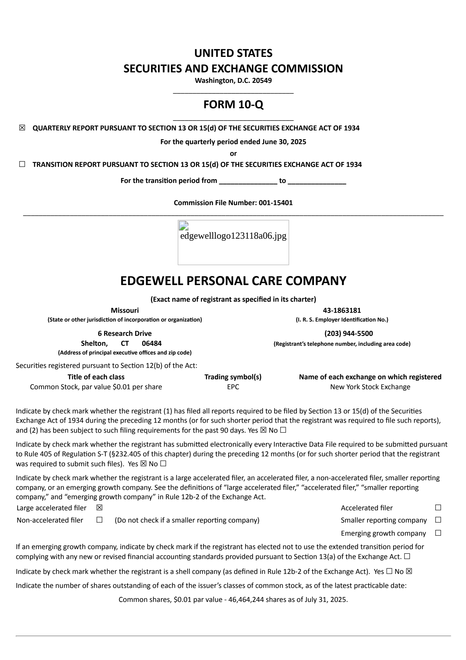 Edgewell Personal Care's Q3 2025 Quarterly report