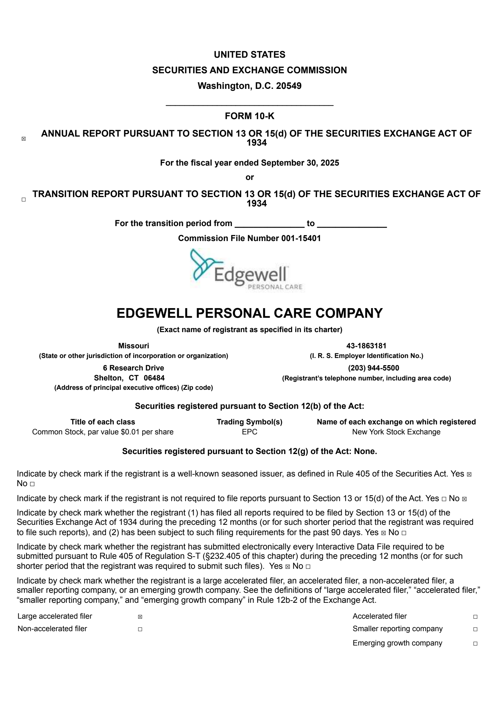 Edgewell Personal Care's Q4 2025 Annual Report