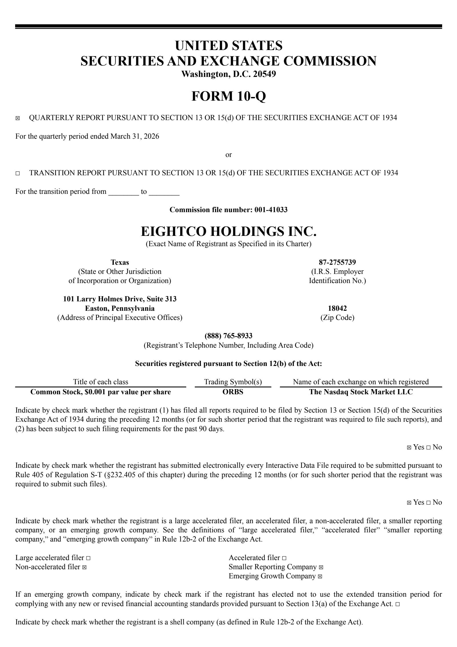 Eightco's Q1 2026 Quarterly report