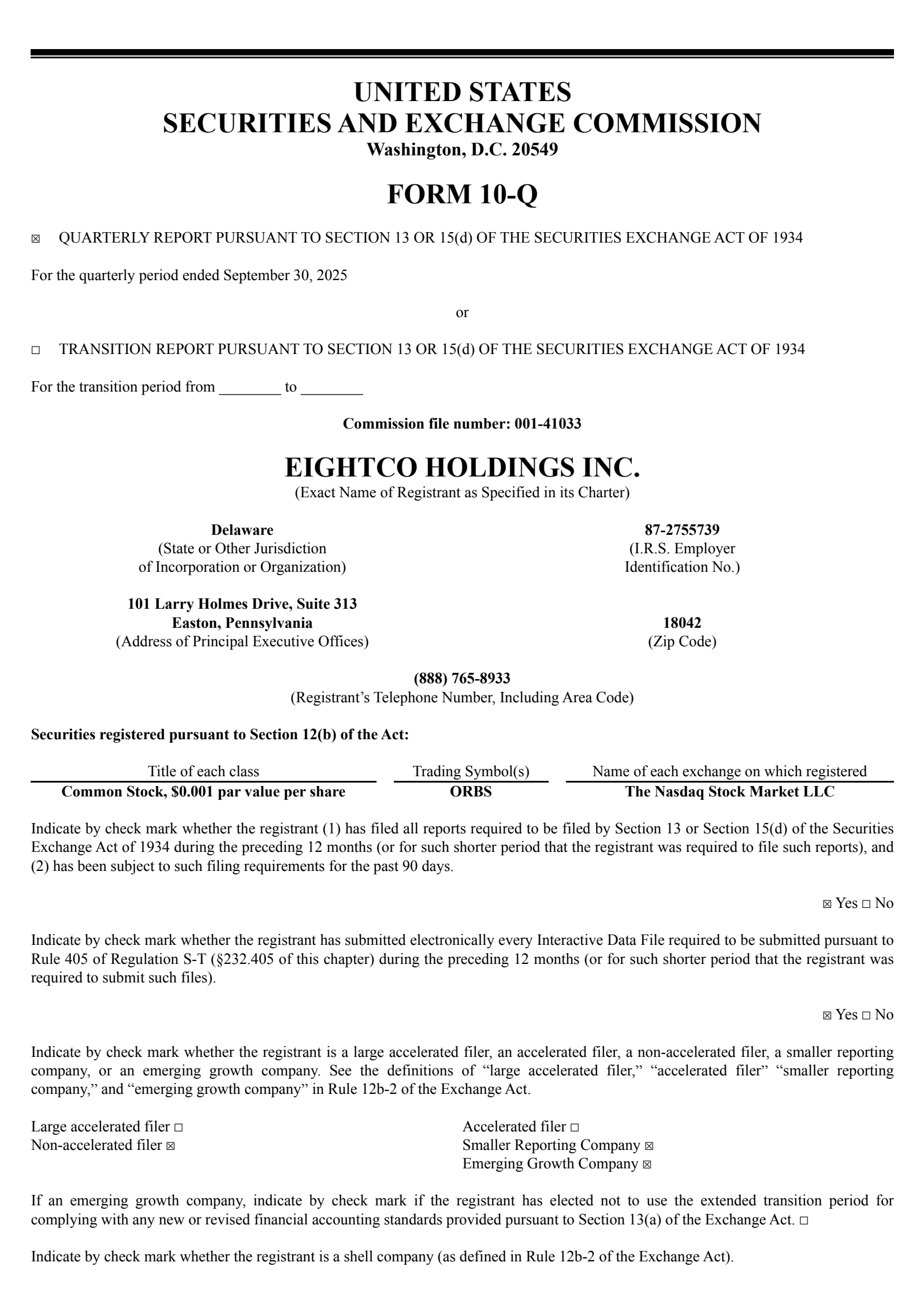 Eightco's Q3 2025 Quarterly report