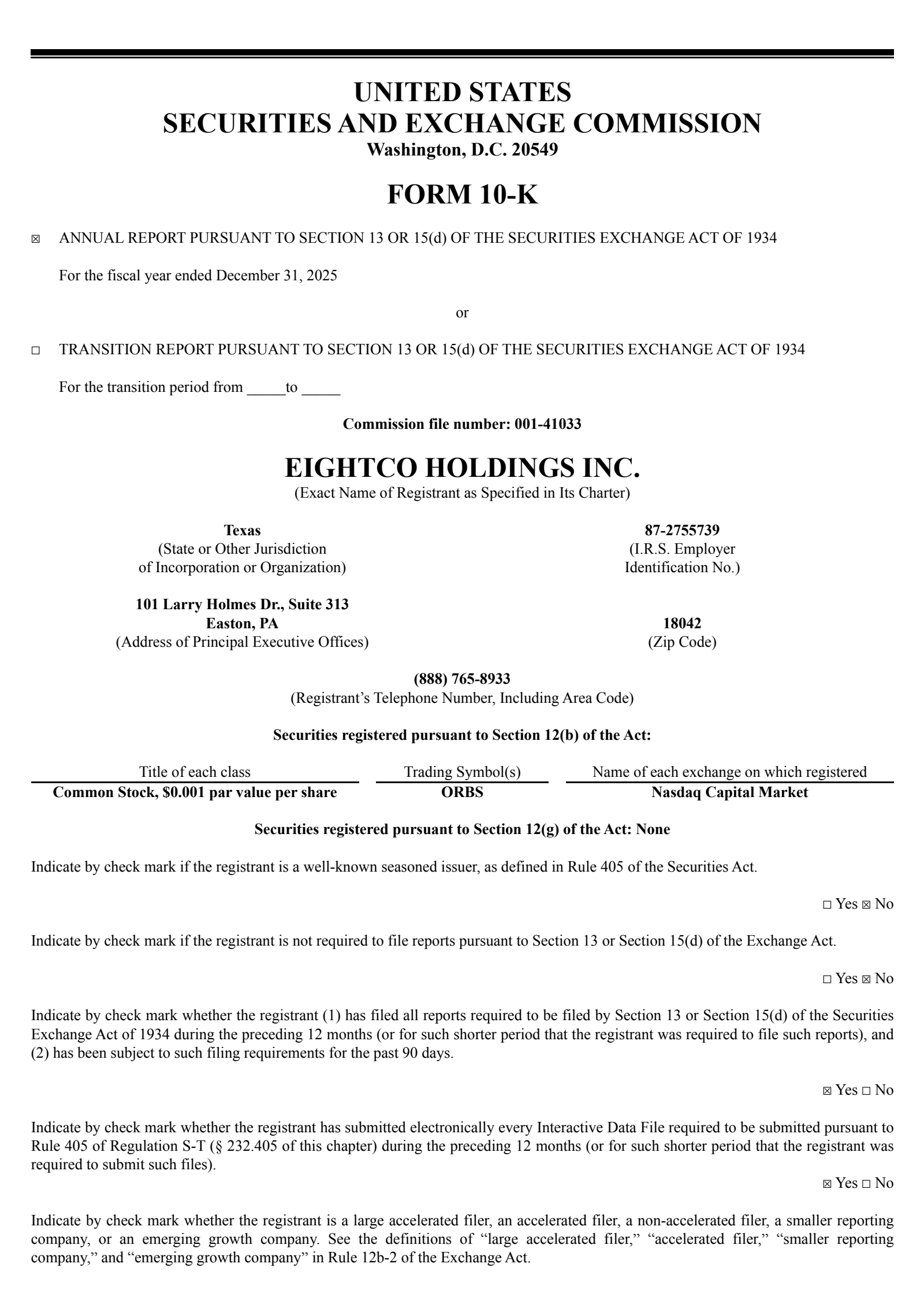 Eightco's Q4 2025 Annual report