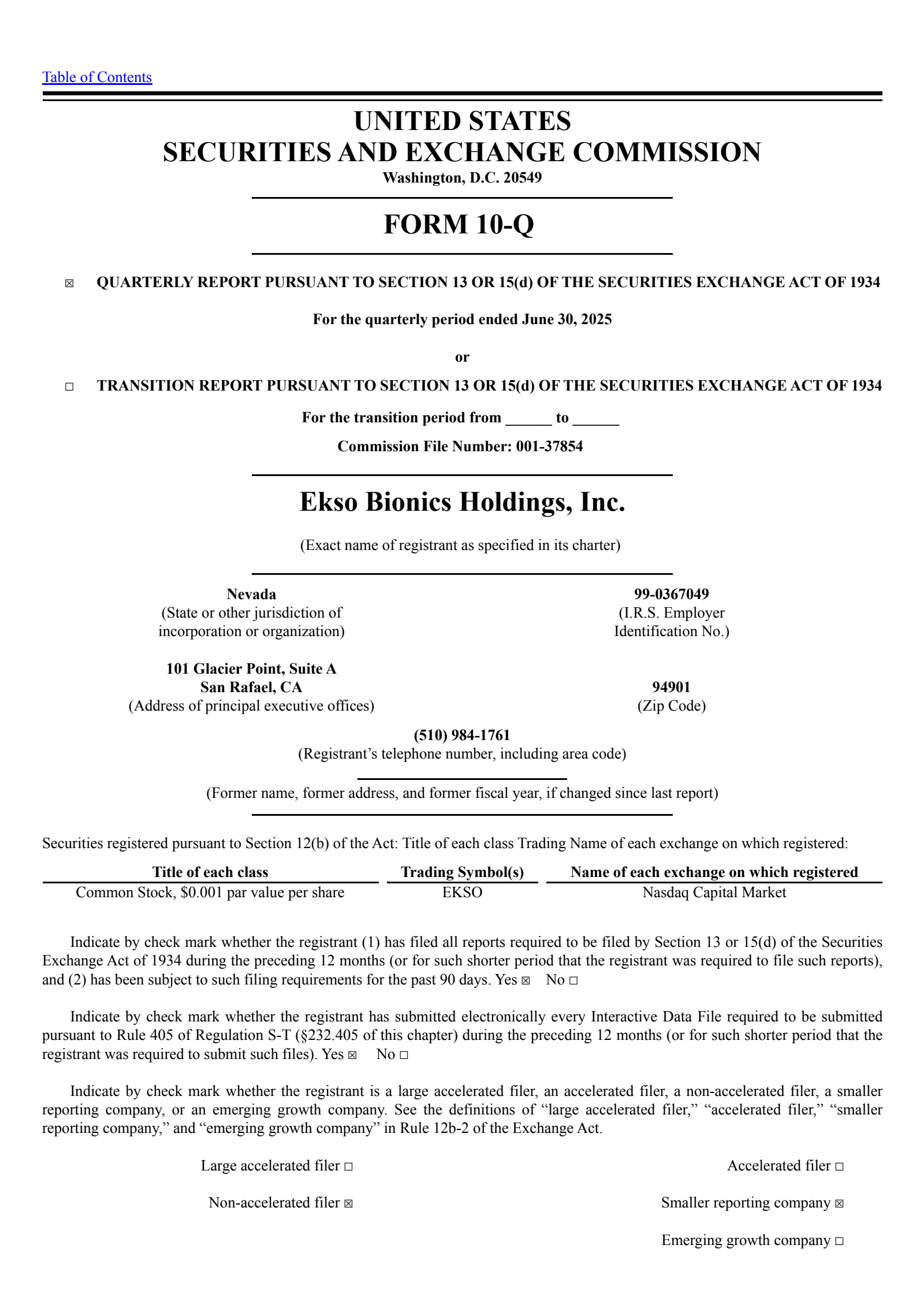 Ekso Bionics' Q2 2025 Quarterly report