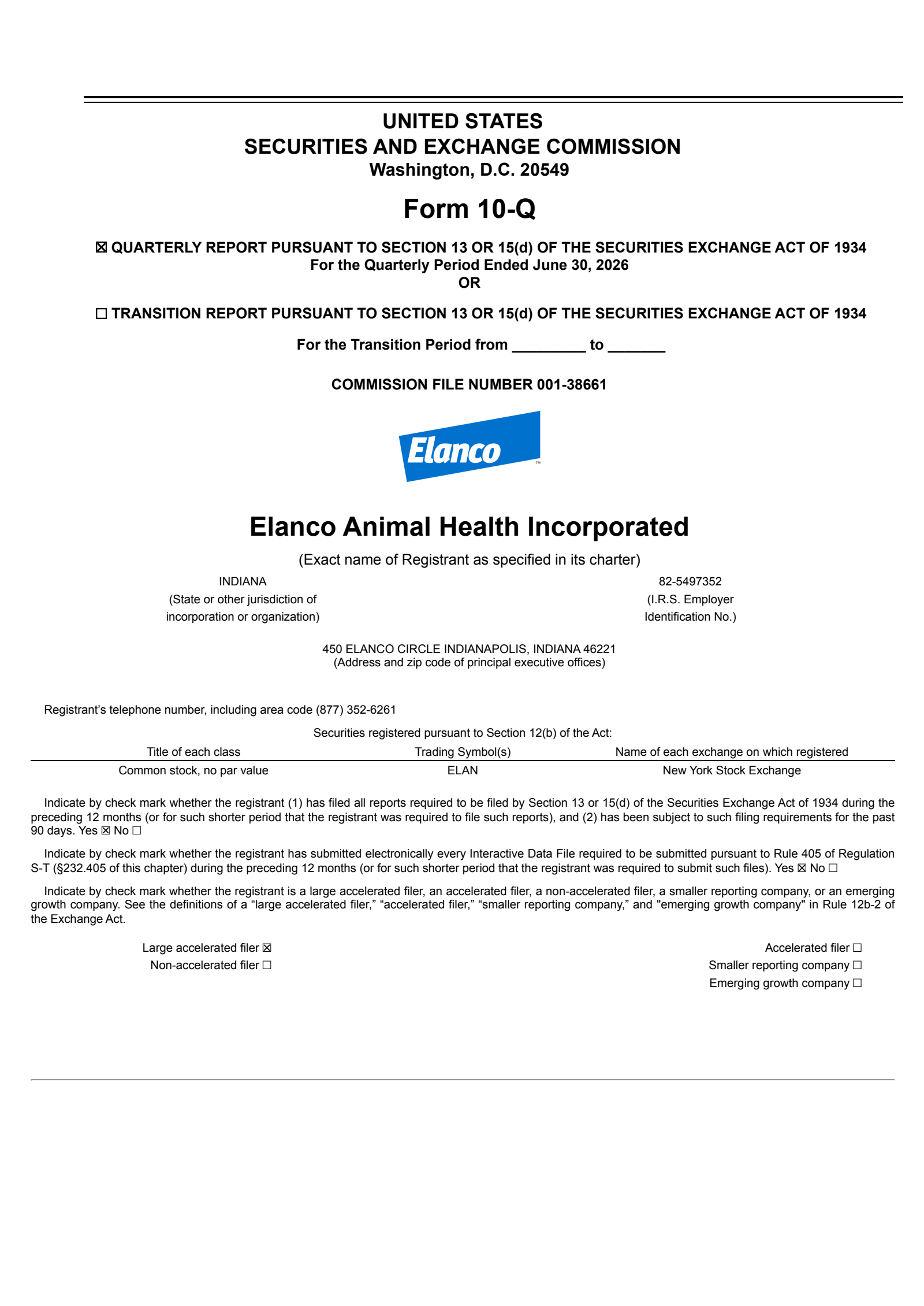 Elanco Animal Health's Q2 2026 Quarterly report