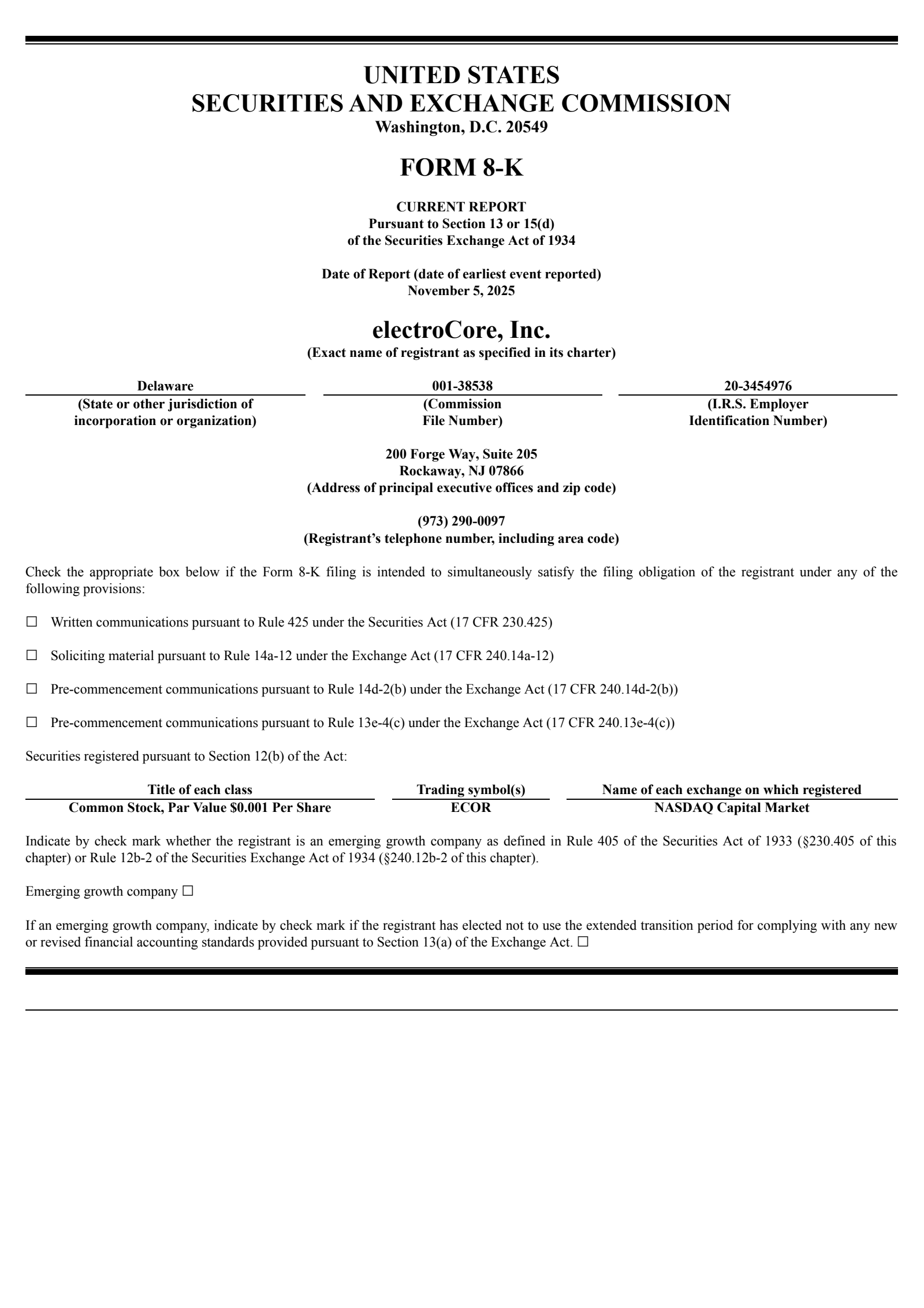 electroCore's Q3 2025 Earnings Release