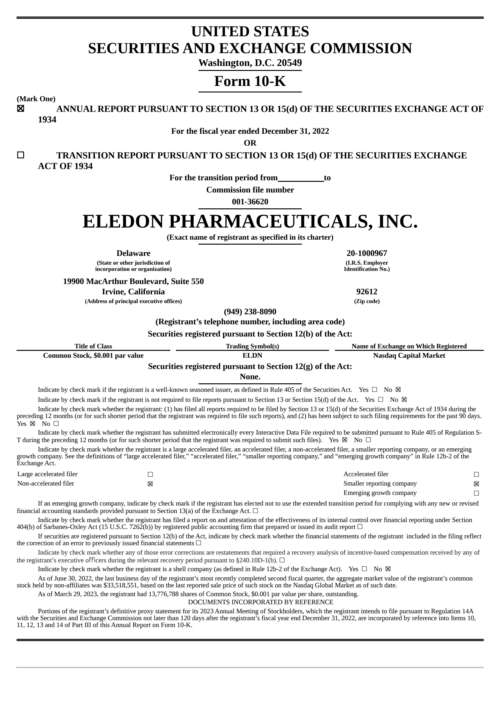 ELDN Q4 2022 Earnings Report on 3/30/2023
