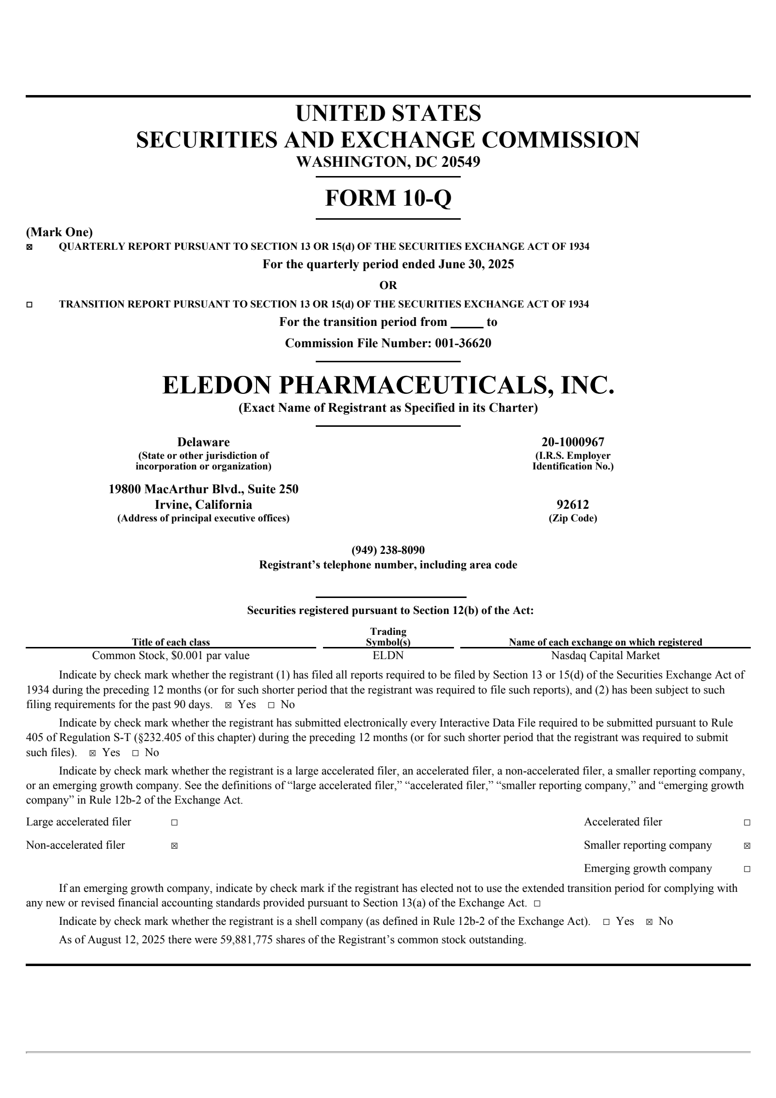 Eledon Pharmaceuticals' Q2 2025 Quarterly report