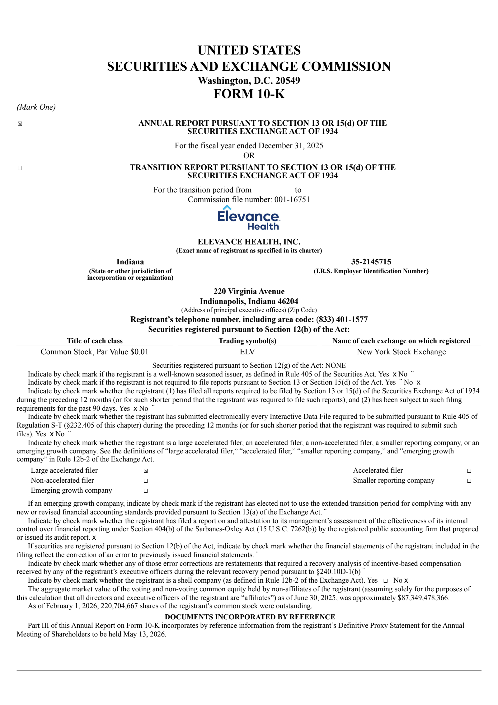 Elevance Health's Q4 2025 Annual report