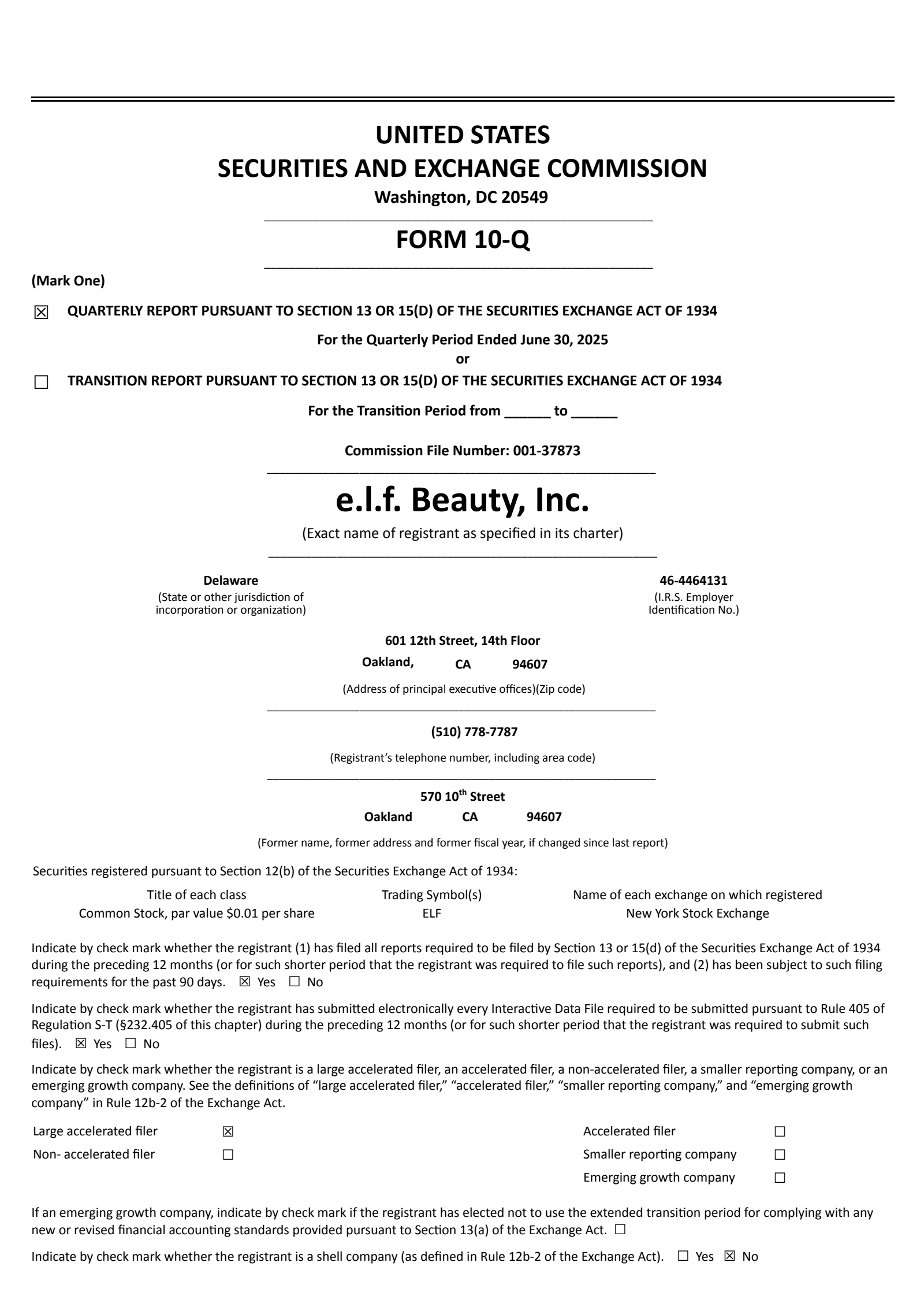 e.l.f. Beauty's Q1 2026 Quarterly report