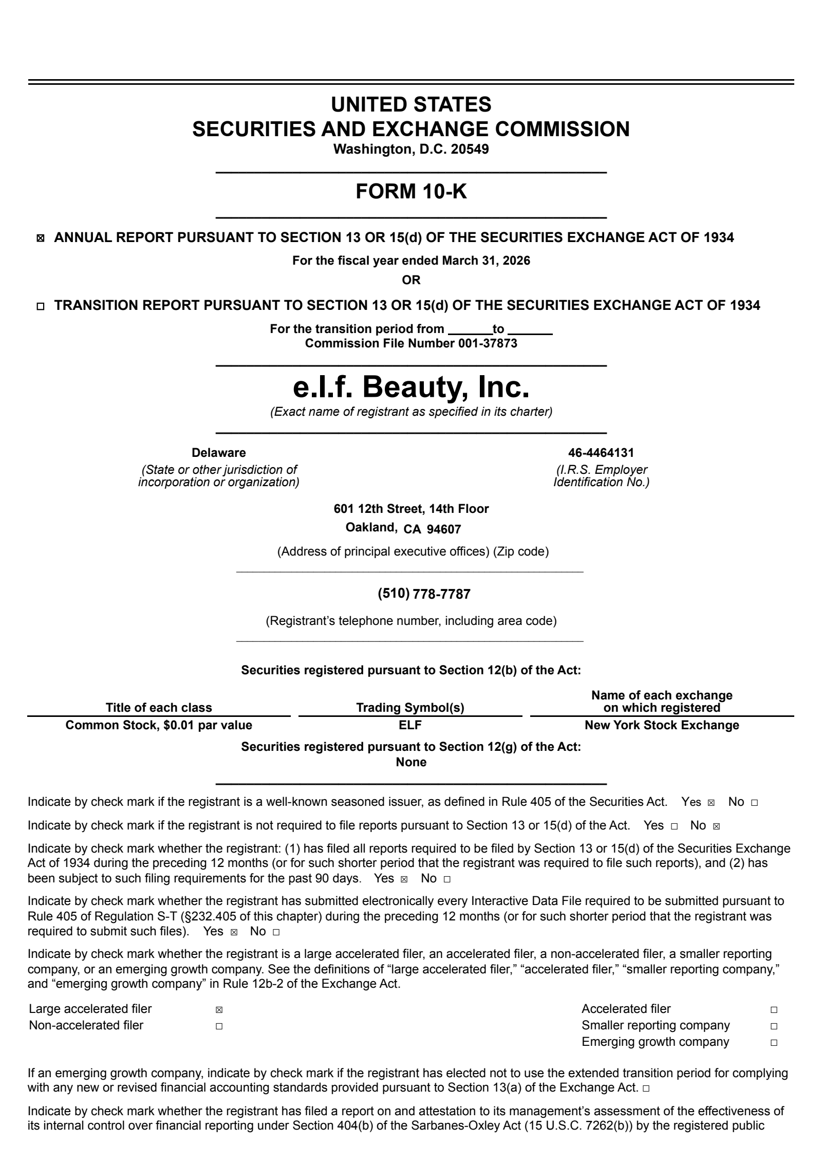 e.l.f. Beauty's Q4 2026 Annual report