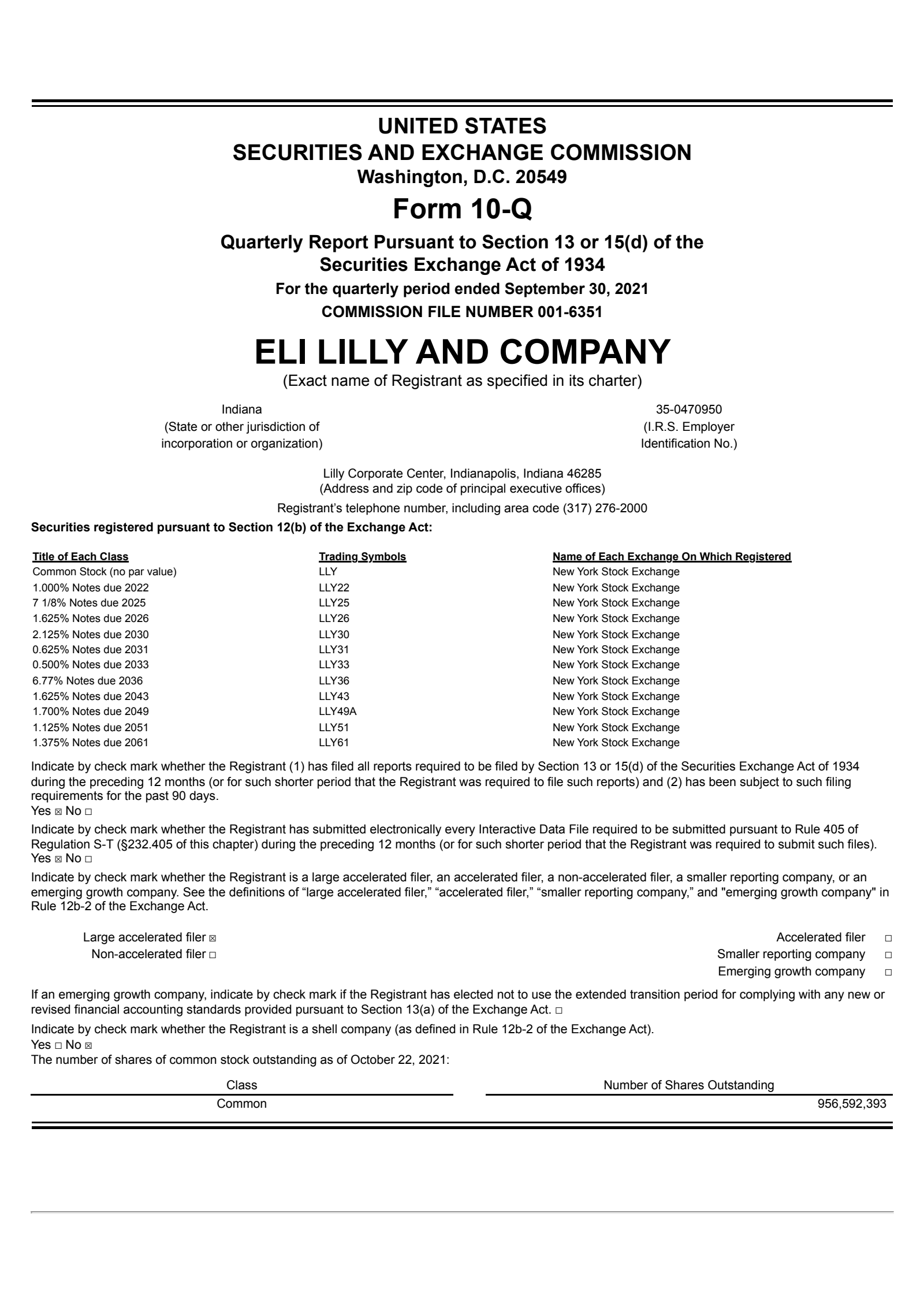 Eli Lilly and Company's Q3 2021 Quarterly report