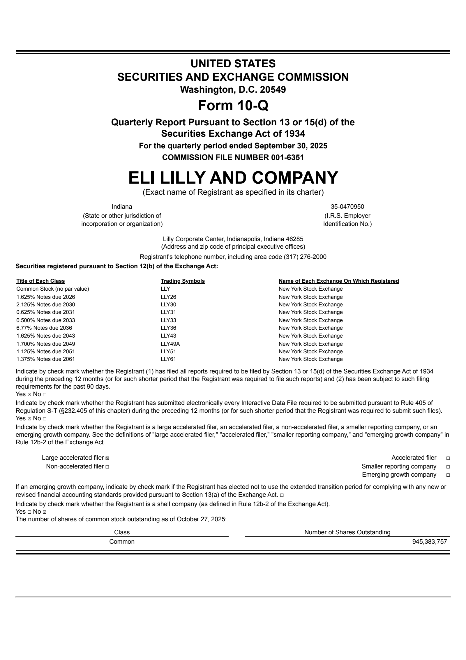 Eli Lilly and Company's Q3 2025 Quarterly Report