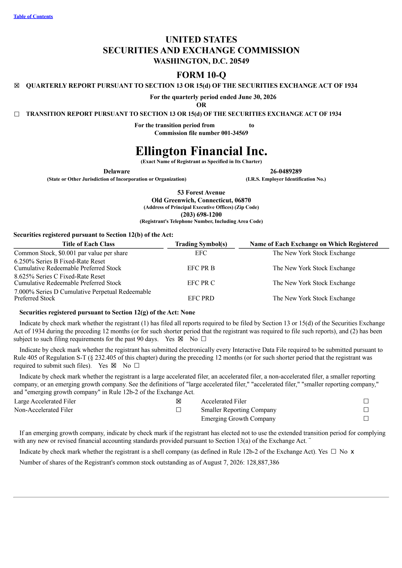 Ellington Financial's Q2 2026 Quarterly report