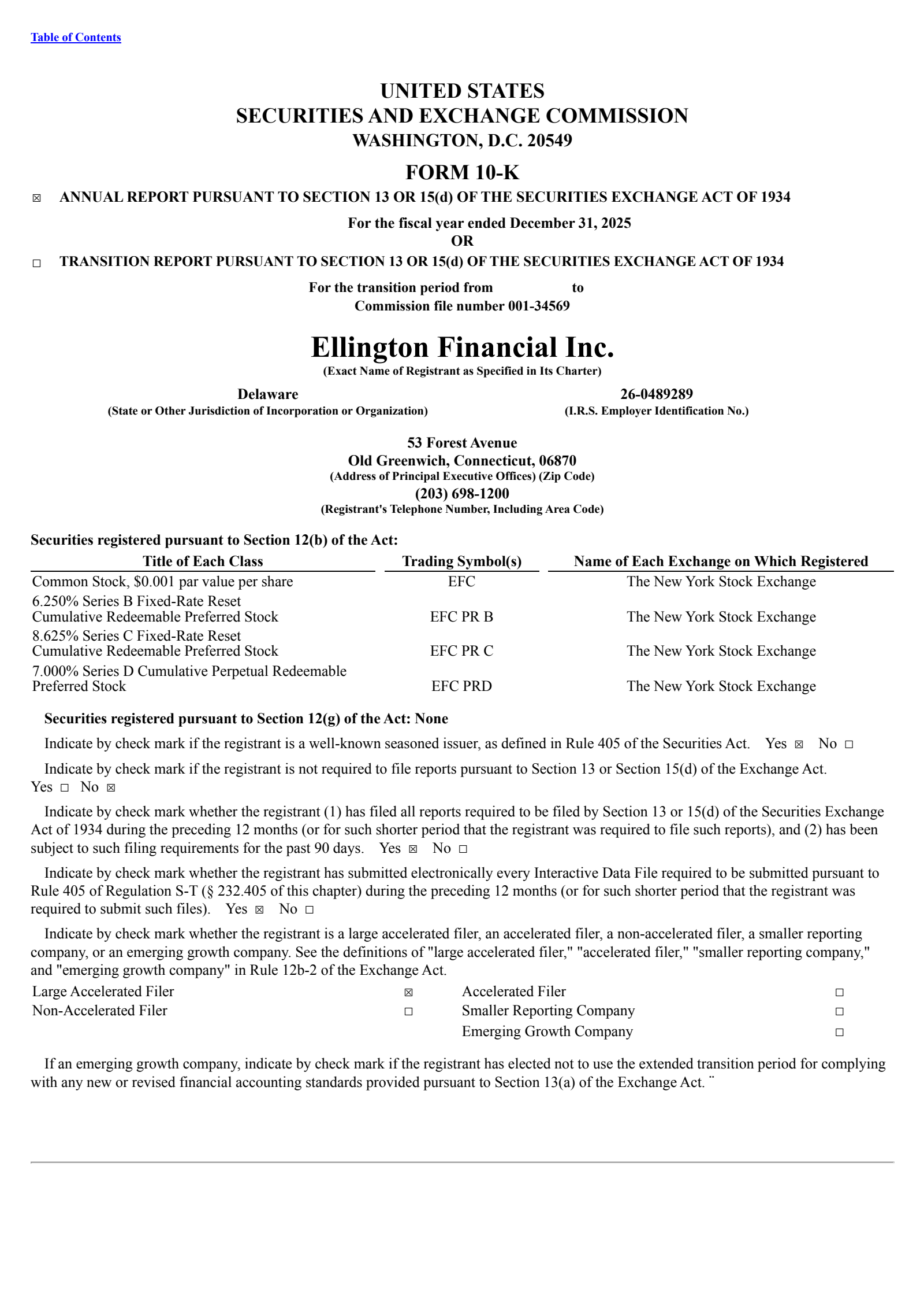 Ellington Financial's Q4 2025 Annual report