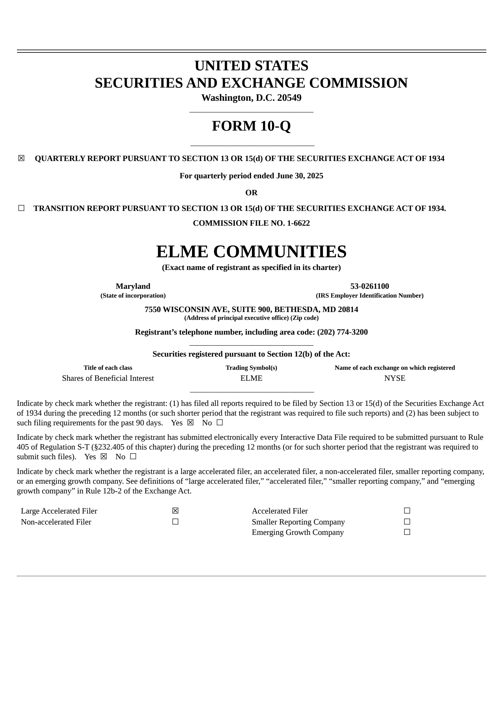 Elme Communities' Q2 2025 Quarterly report