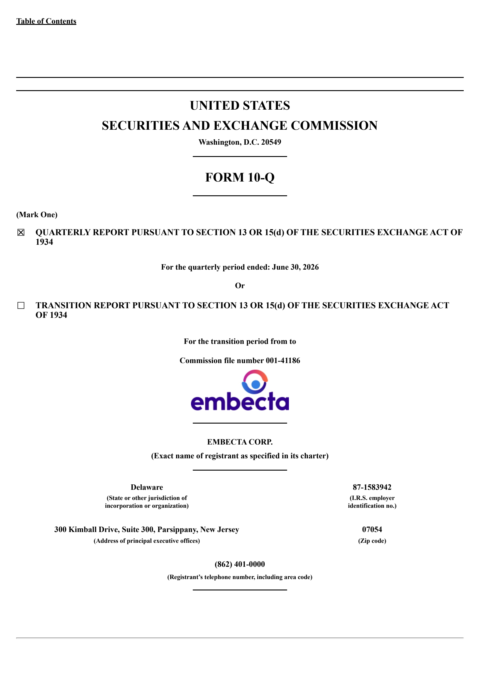 Embecta's Q3 2026 Quarterly report