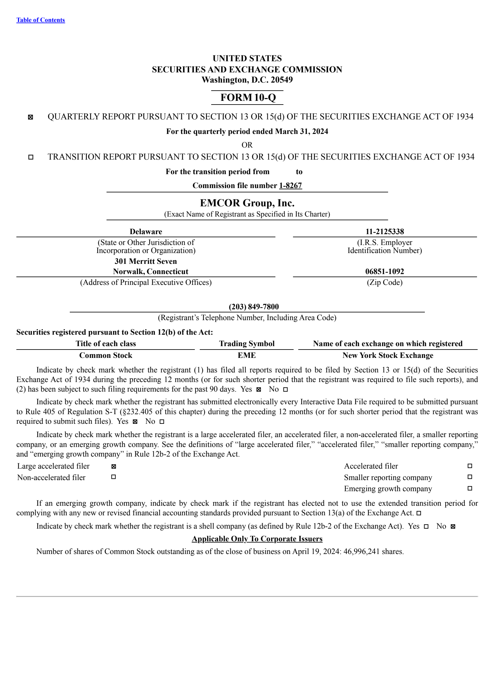 EMCOR Group's Q1 2024 Quarterly report