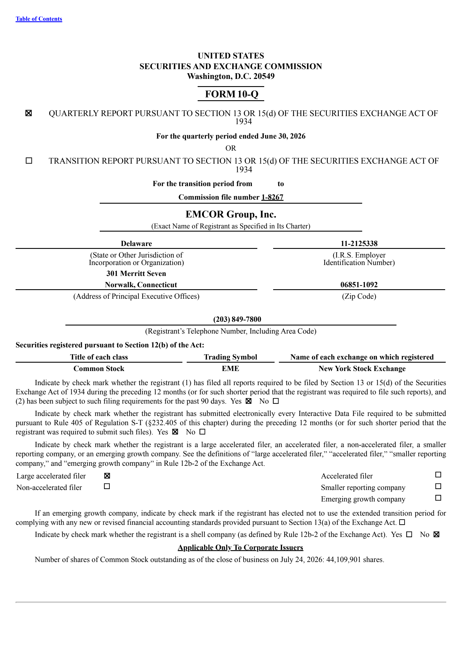 EMCOR Group's Q2 2026 Quarterly report