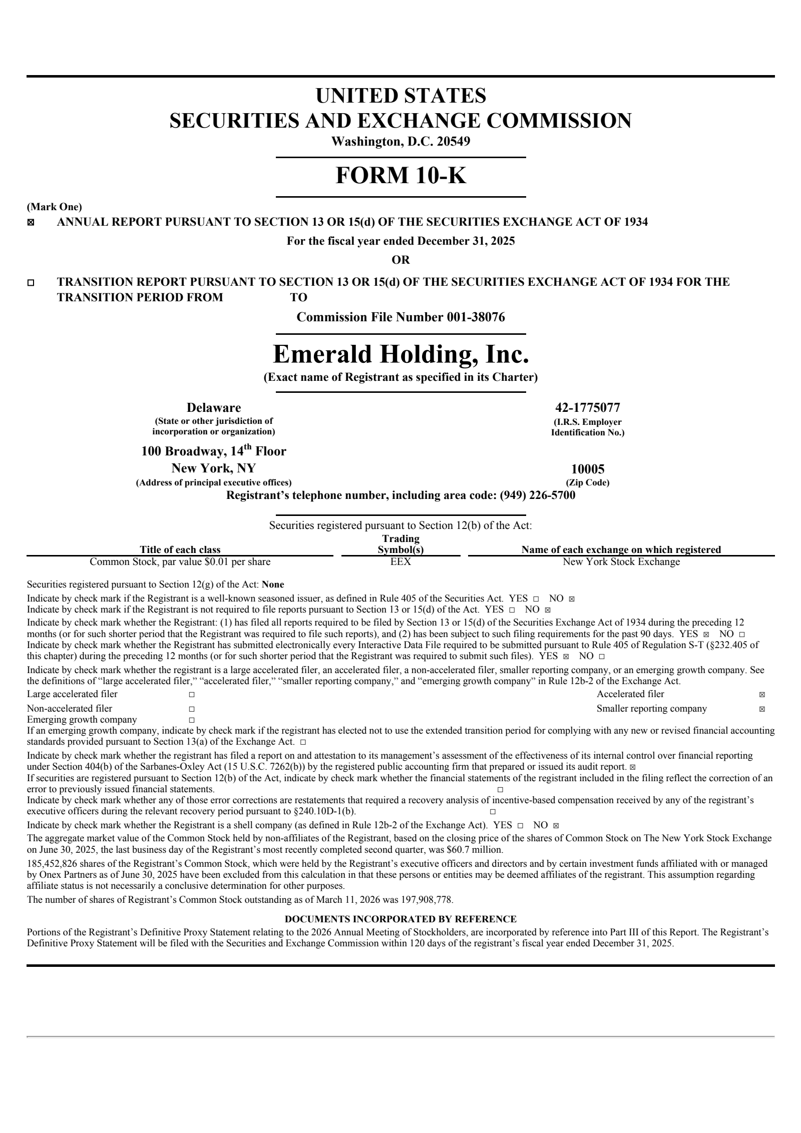 Emerald's Q4 2025 Annual report
